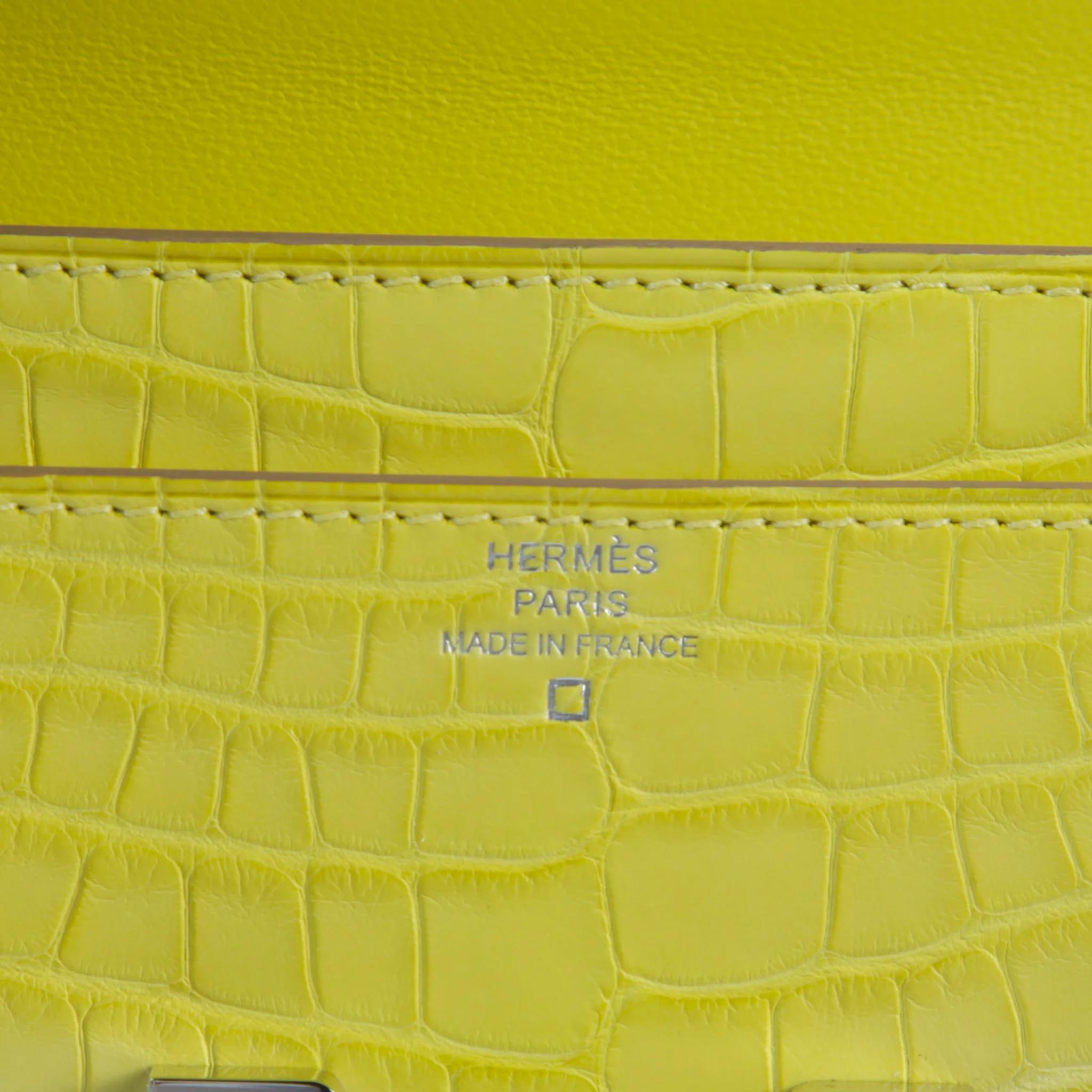 A美品 HERMÈS 愛馬仕 Constance To Go 9R 檸檬黃 Lime □ 短吻鱷 銀扣 B刻 2023年 - 10