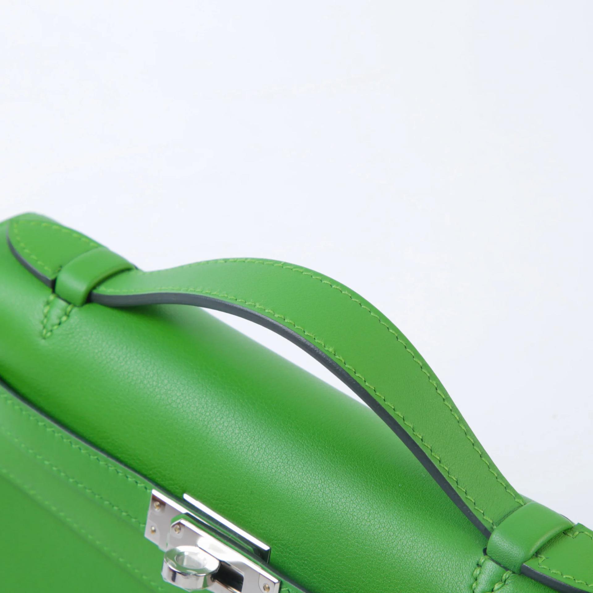 ランク N 新品 HERMÈS エルメス ポシェットケリー ヴェール・ユッカ (A8) スイフト シルバー金具 K刻印 (2025) - 3