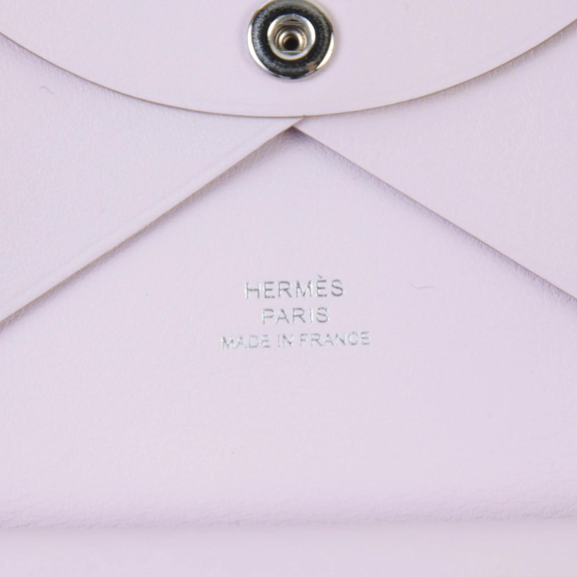 Brand New ( Rank N ) HERMÈS Calvi Duo card holder Spring Ow Mauve Pale (09) Swift Palladium hardware K (2025) - 8