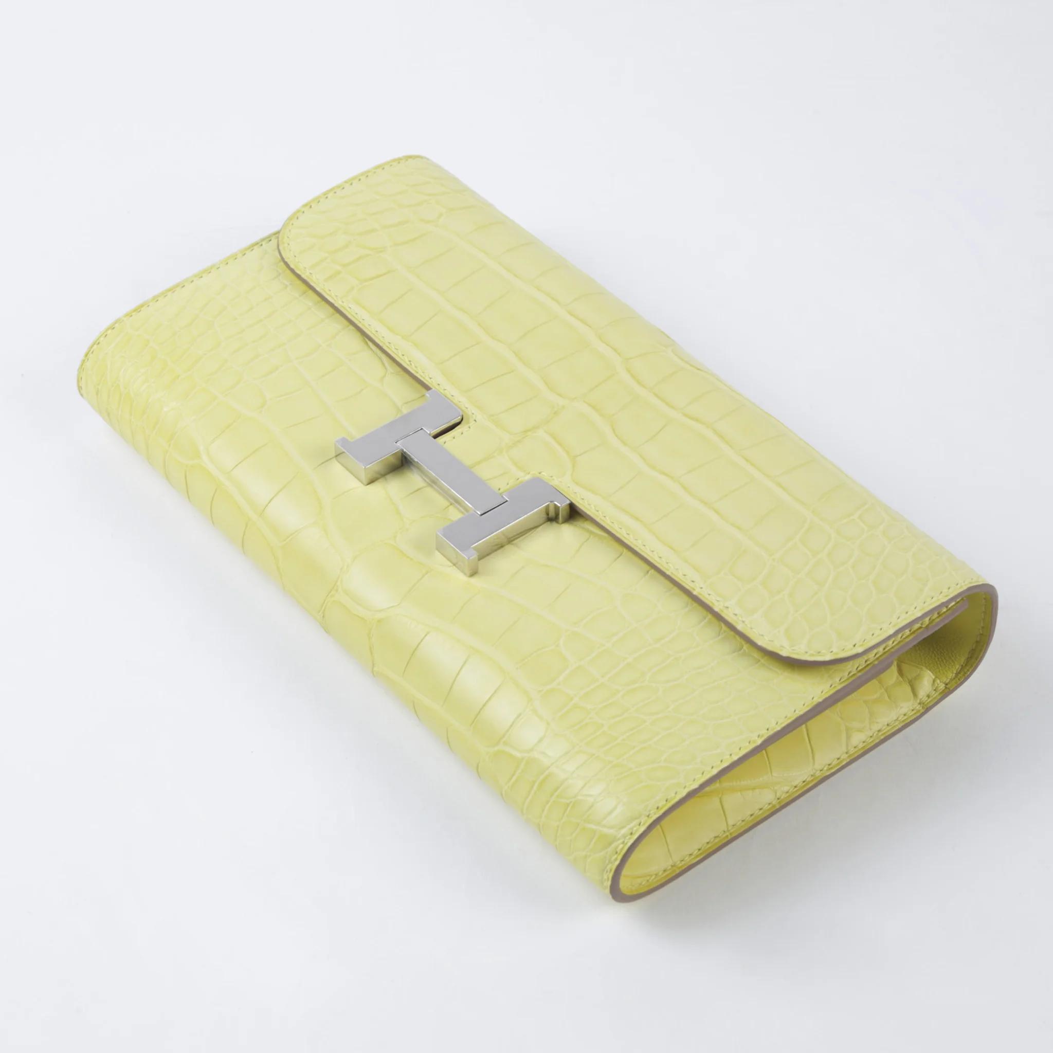 A美品 HERMÈS 愛馬仕 Constance To Go 9R 檸檬黃 Lime □ 短吻鱷 銀扣 B刻 2023年 - 4