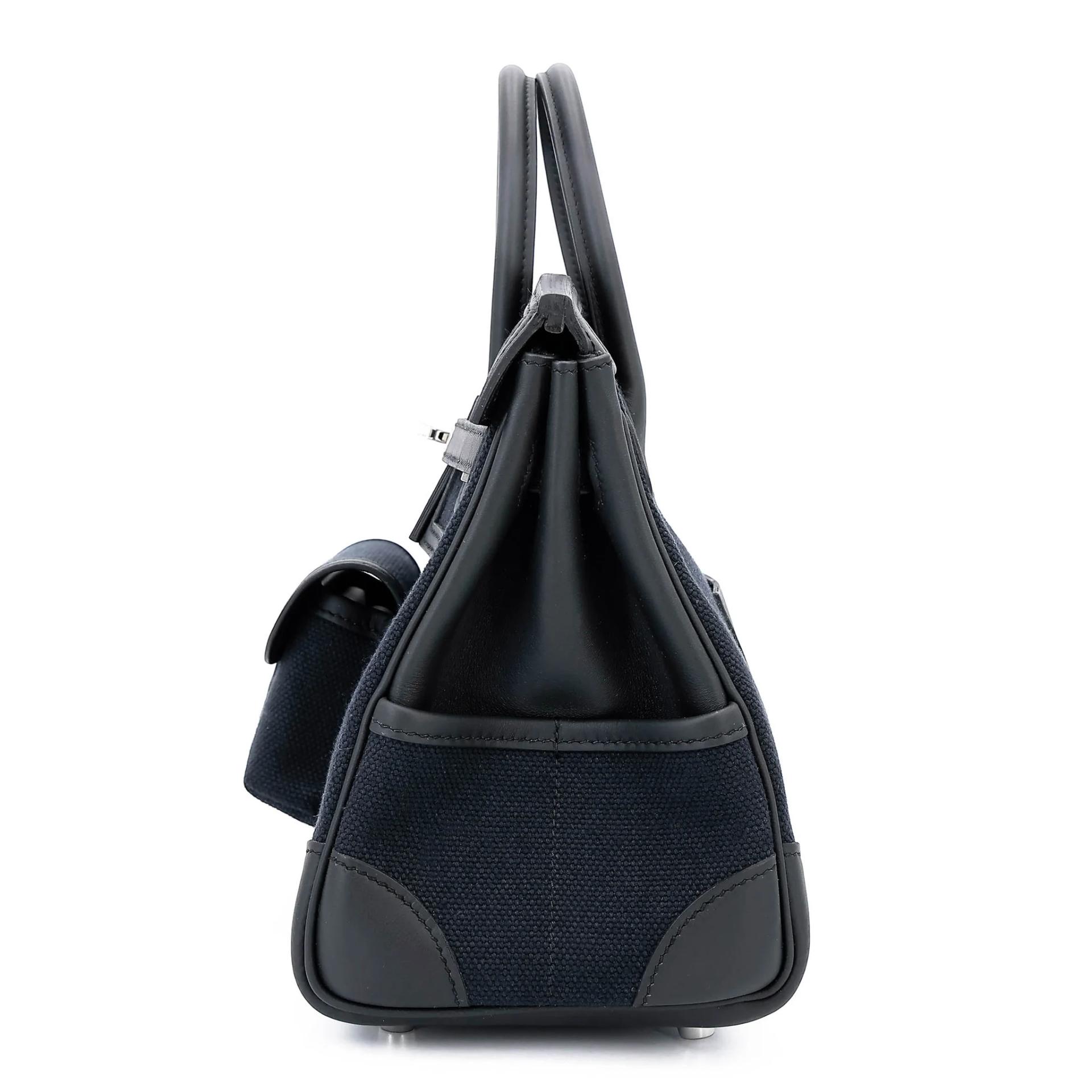全新 HERMÈS 愛馬仕 限量收藏款 Birkin Cargo 25 89 黑色 Noir (Black) Toile Goeland 帆布 Swift牛皮 銀扣 G刻 2026年 - 8