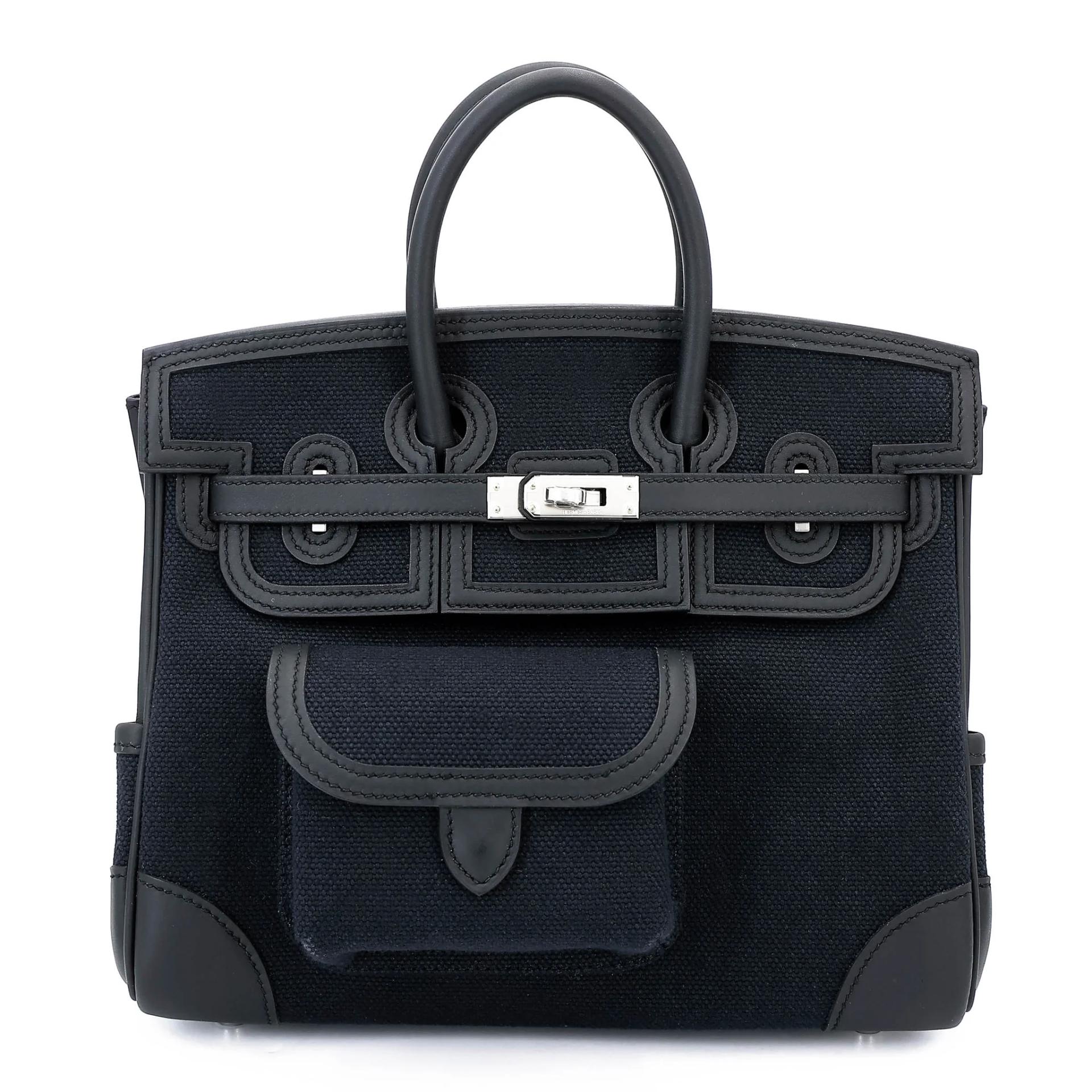 全新 HERMÈS 愛馬仕 限量收藏款 Birkin Cargo 25 89 黑色 Noir (Black) Toile Goeland 帆布 Swift牛皮 銀扣 G刻 2026年 - 1