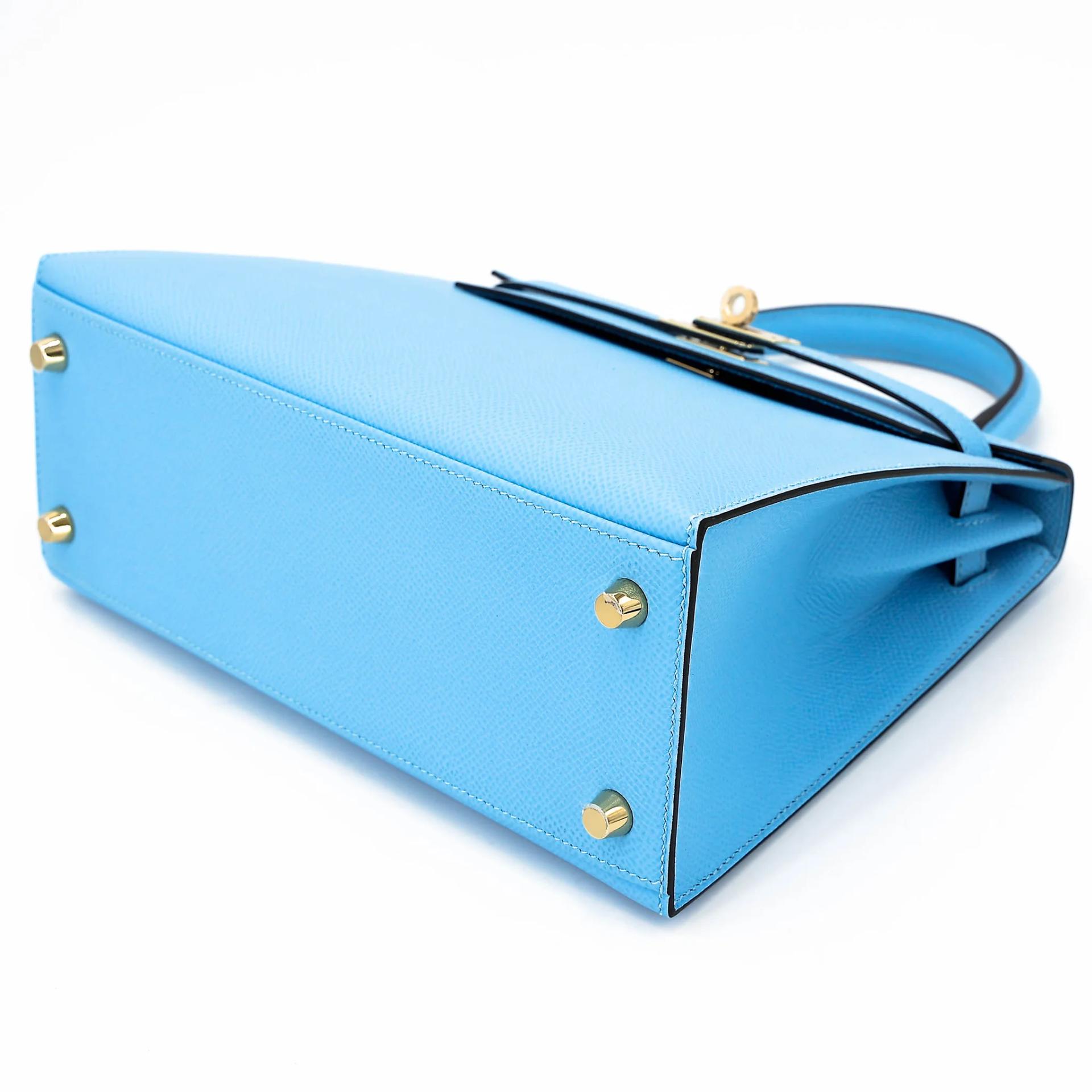 Unused ( Rank NS ) HERMÈS Special Order Kelly 25 Sellier HSS Celeste (7N) Bleu Saphir (73) Epsom Permabrass hardware W (2024) - 4