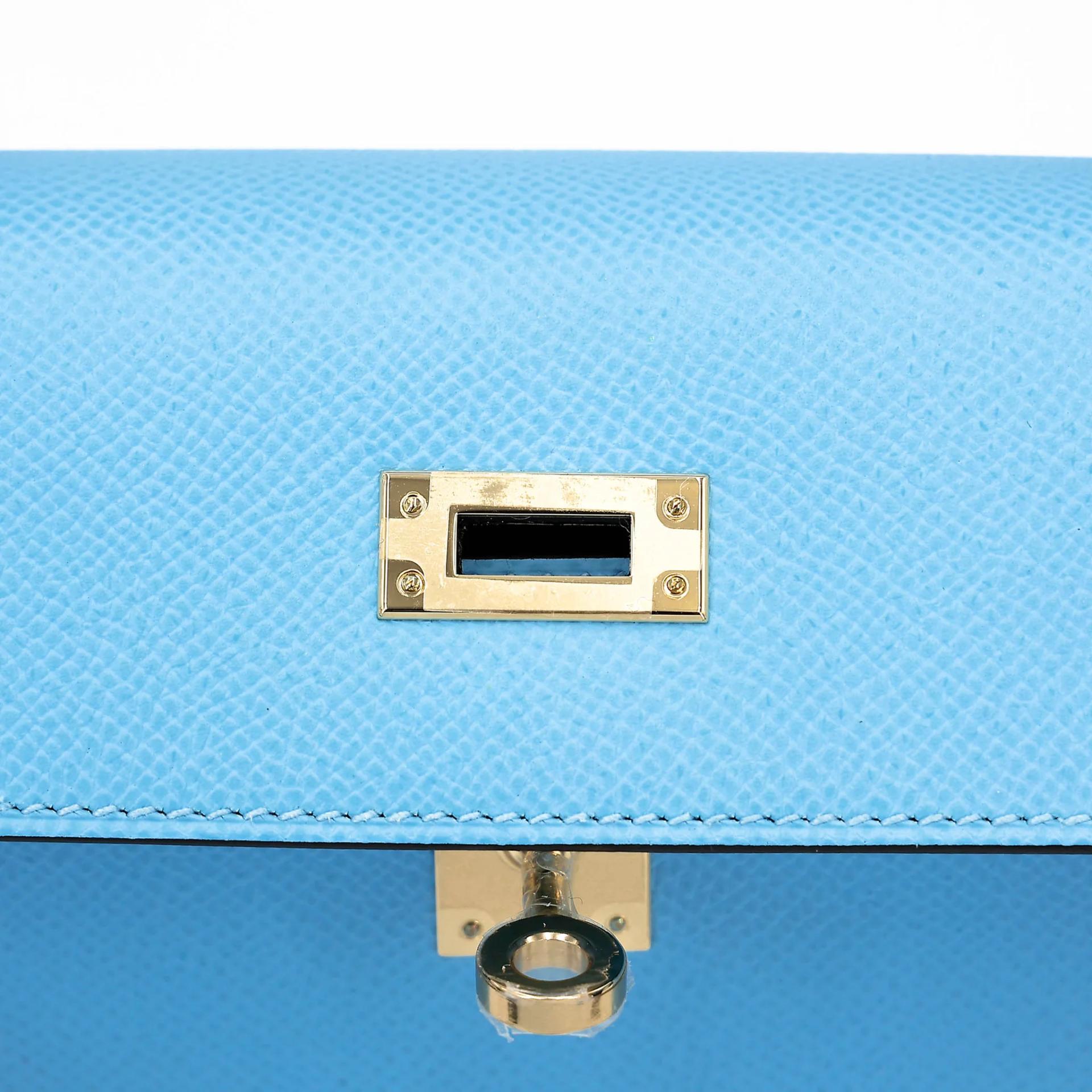 Unused ( Rank NS ) HERMÈS Special Order Kelly 25 Sellier HSS Celeste (7N) Bleu Saphir (73) Epsom Permabrass hardware W (2024) - 10