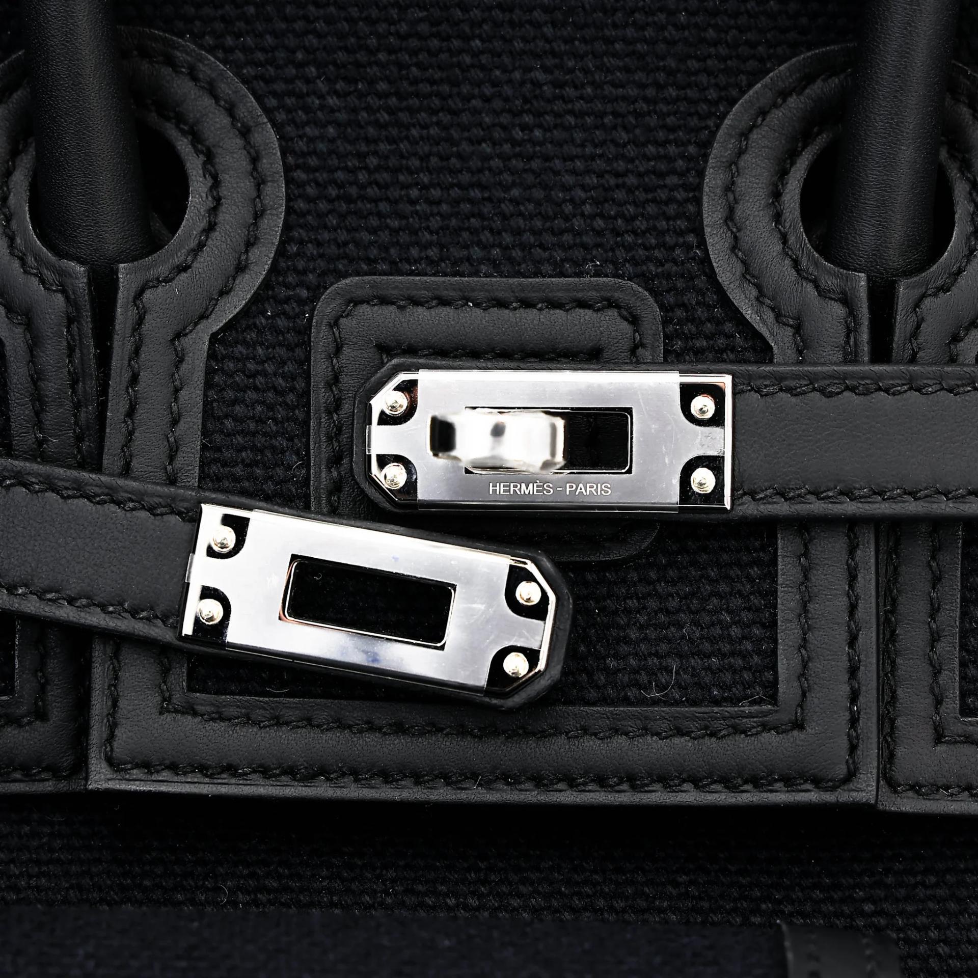 全新 HERMÈS 愛馬仕 限量收藏款 Birkin Cargo 25 89 黑色 Noir (Black) Toile Goeland 帆布 Swift牛皮 銀扣 G刻 2026年 - 13