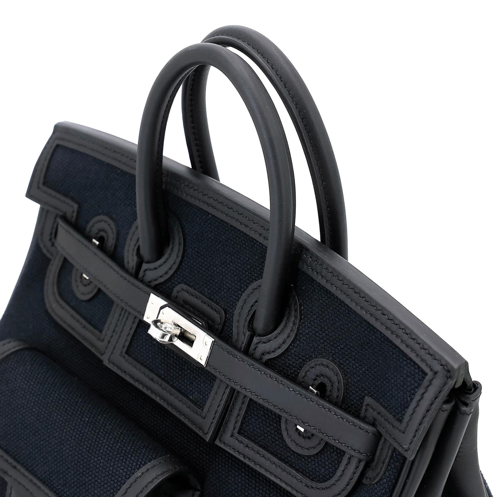 全新 HERMÈS 愛馬仕 限量收藏款 Birkin Cargo 25 89 黑色 Noir (Black) Toile Goeland 帆布 Swift牛皮 銀扣 G刻 2026年 - 3
