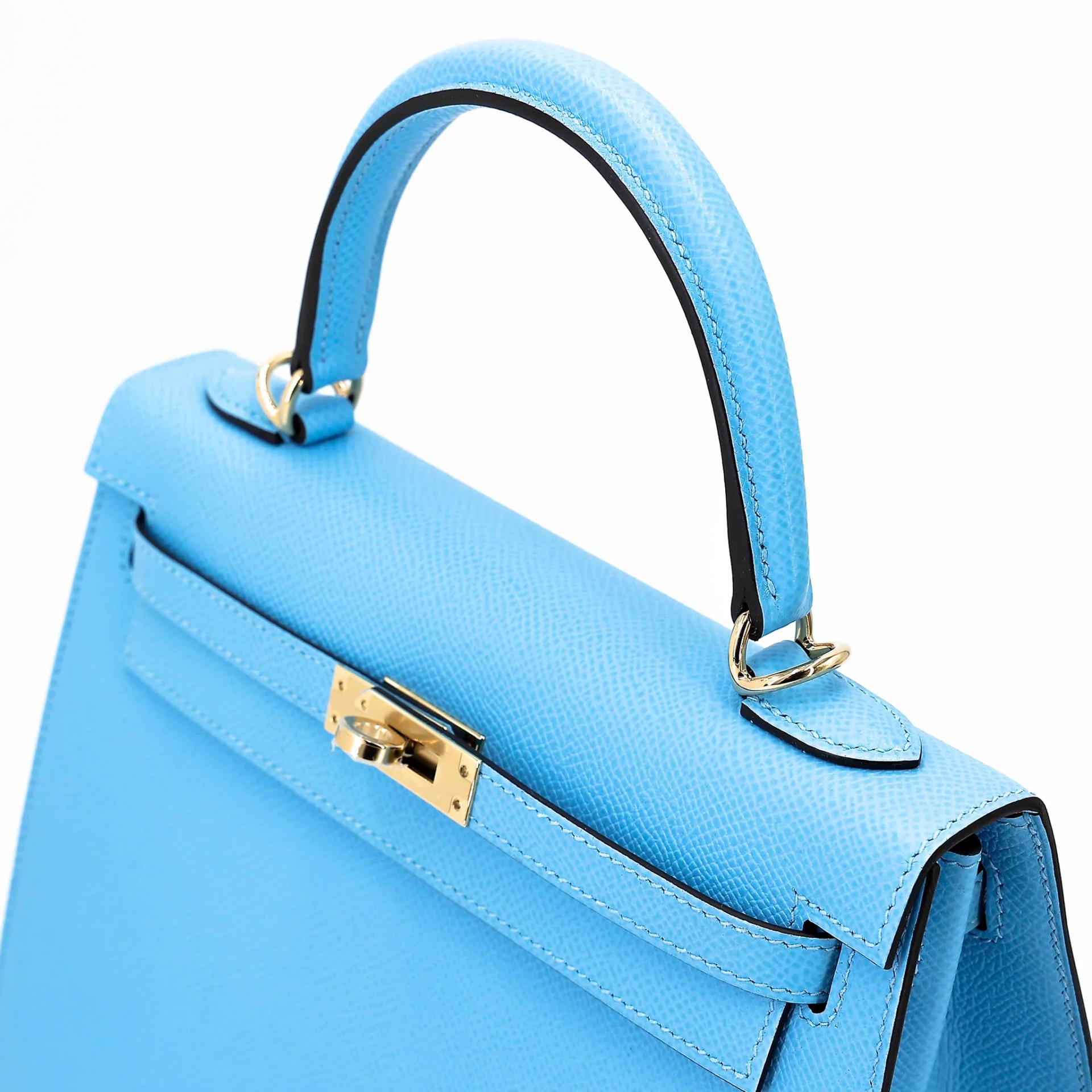 Unused ( Rank NS ) HERMÈS Special Order Kelly 25 Sellier HSS Celeste (7N) Bleu Saphir (73) Epsom Permabrass hardware W (2024) - 3