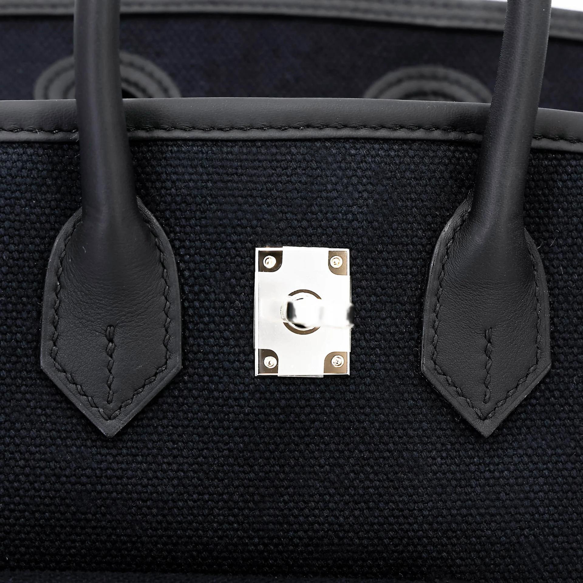 全新 HERMÈS 愛馬仕 限量收藏款 Birkin Cargo 25 89 黑色 Noir (Black) Toile Goeland 帆布 Swift牛皮 銀扣 G刻 2026年 - 15