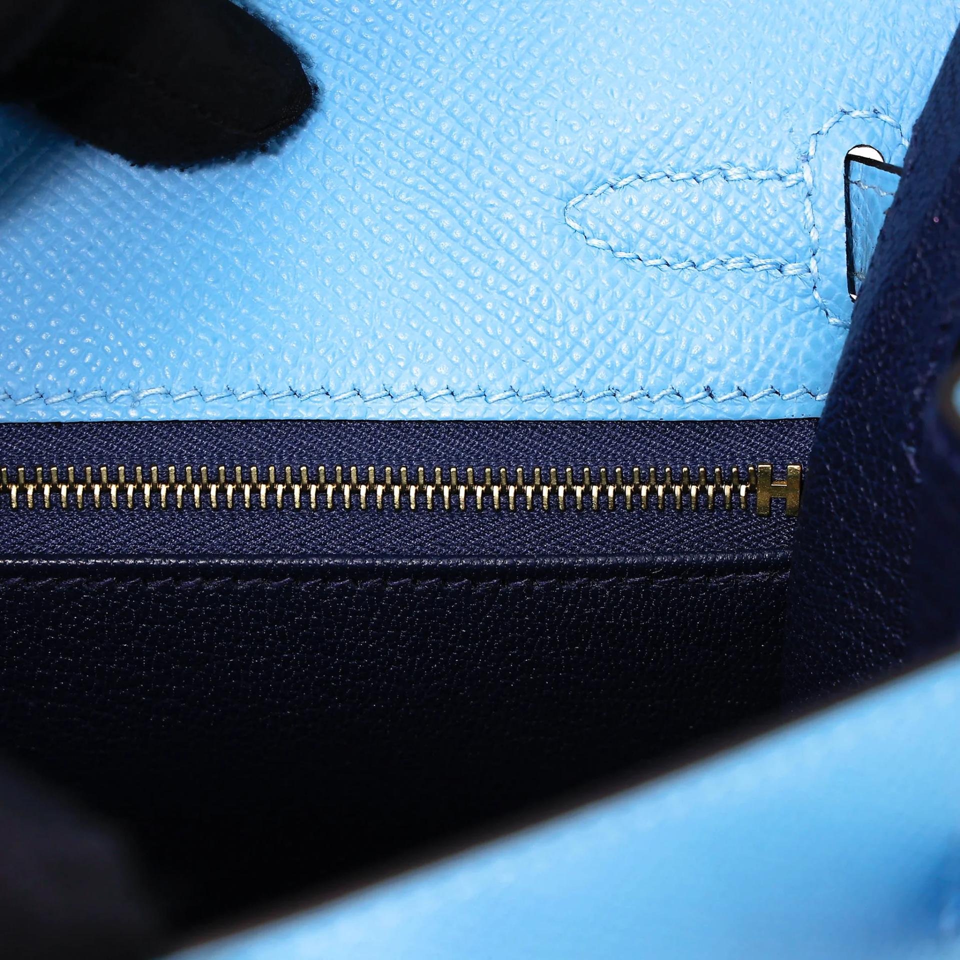 Unused ( Rank NS ) HERMÈS Special Order Kelly 25 Sellier HSS Celeste (7N) Bleu Saphir (73) Epsom Permabrass hardware W (2024) - 14
