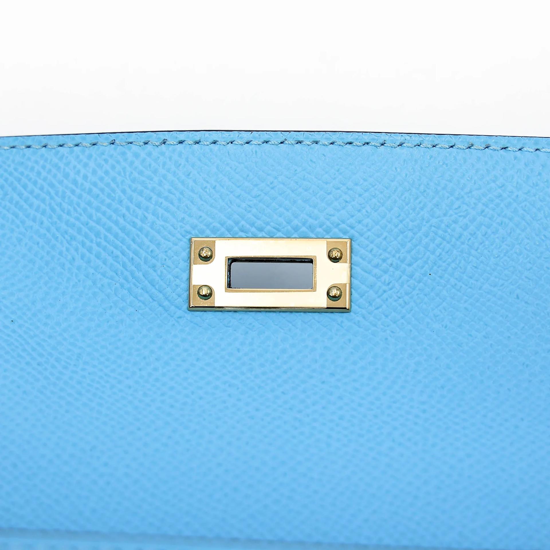 Unused ( Rank NS ) HERMÈS Special Order Kelly 25 Sellier HSS Celeste (7N) Bleu Saphir (73) Epsom Permabrass hardware W (2024) - 11