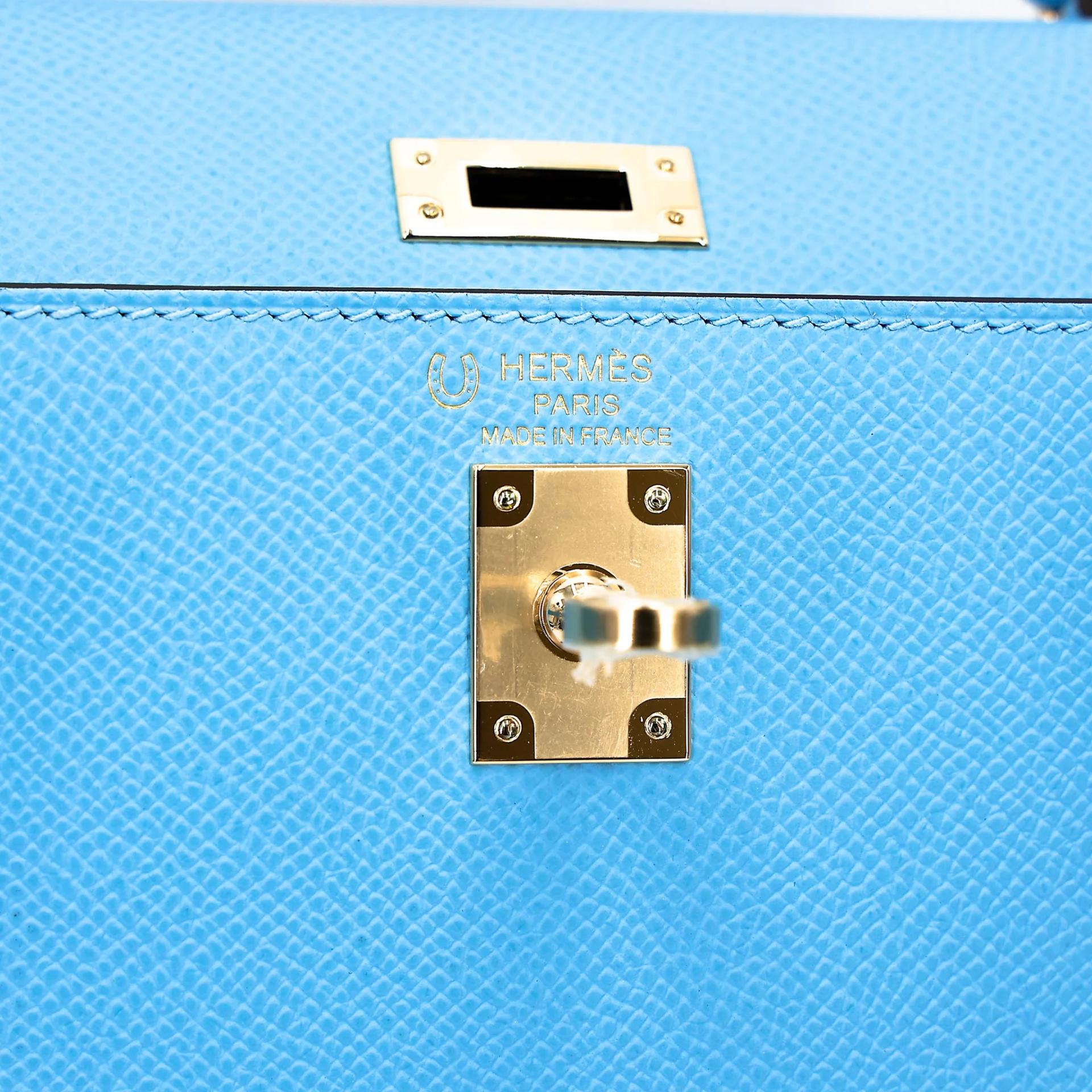 Unused ( Rank NS ) HERMÈS Special Order Kelly 25 Sellier HSS Celeste (7N) Bleu Saphir (73) Epsom Permabrass hardware W (2024) - 13