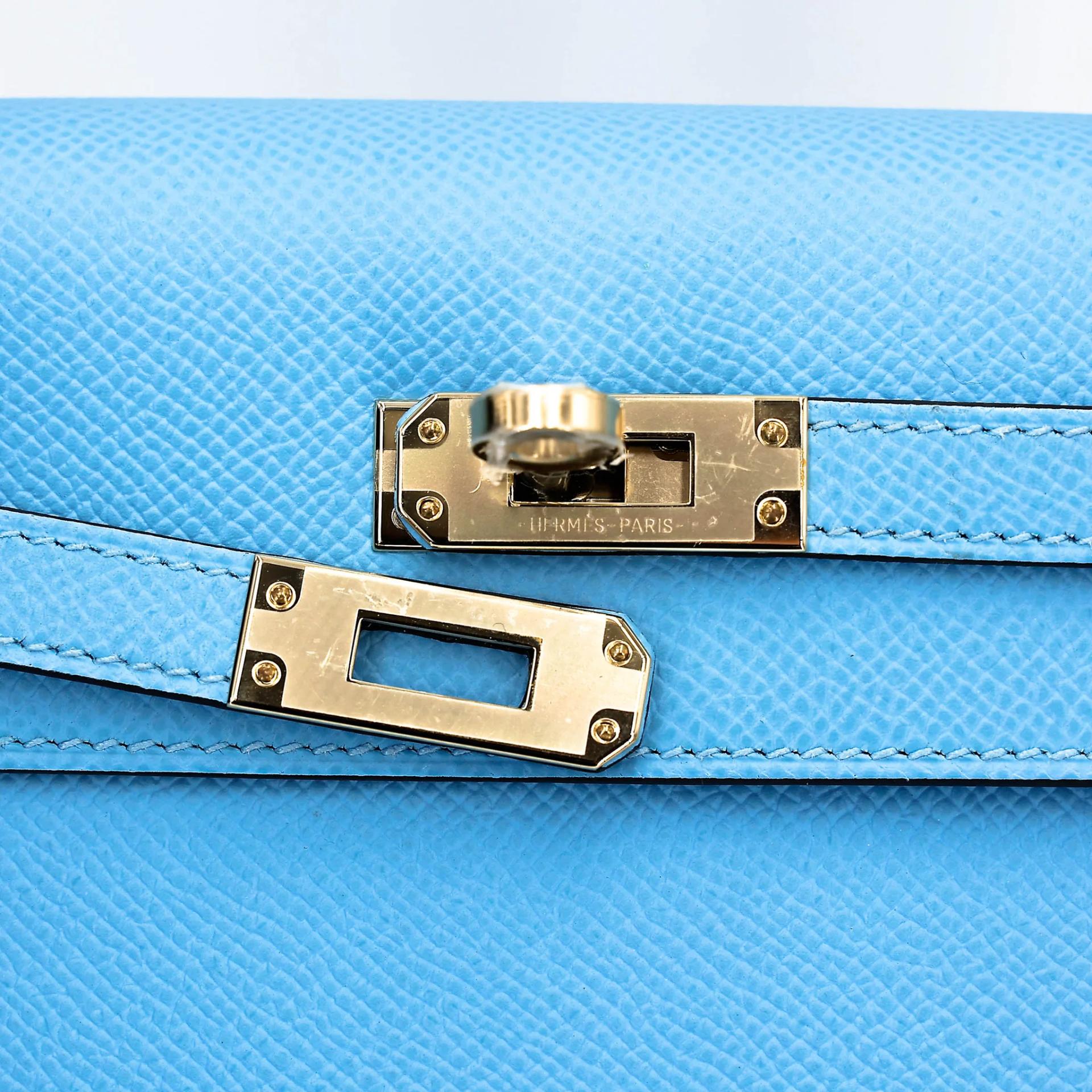 Unused ( Rank NS ) HERMÈS Special Order Kelly 25 Sellier HSS Celeste (7N) Bleu Saphir (73) Epsom Permabrass hardware W (2024) - 8