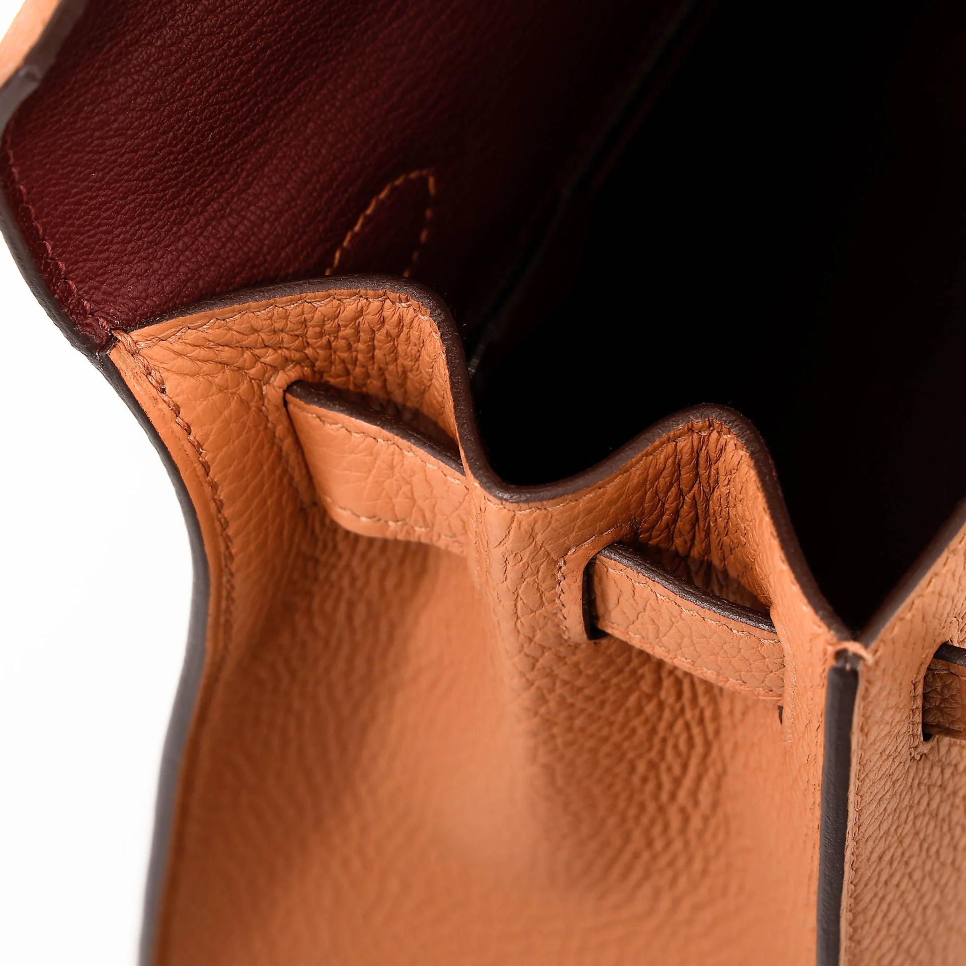 Excellent ( Rank SA ) HERMÈS Limited Edition Kelly 28 Graphie Sellier Letter S Gold (37) Jaune Ambre (9D) Caramel (28) Clemence Epsom Sombrero Palladium hardware C (2018) - 17
