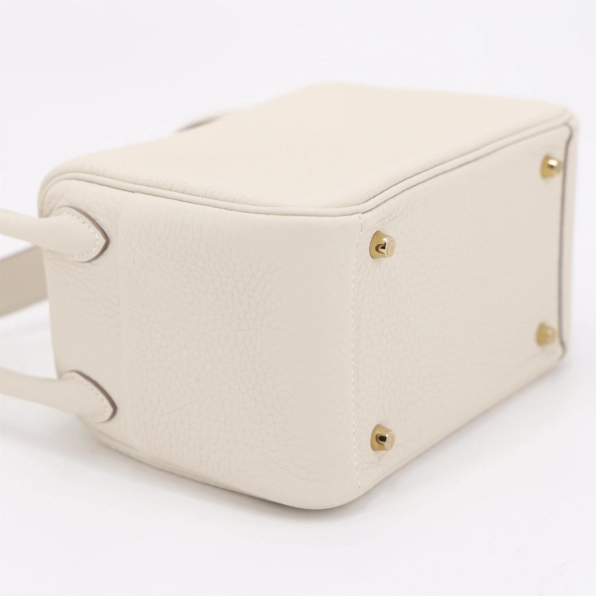 Brand New ( Rank N ) HERMÈS Mini Lindy II Craie (10) Clemence Gold hardware K (2025) - 6