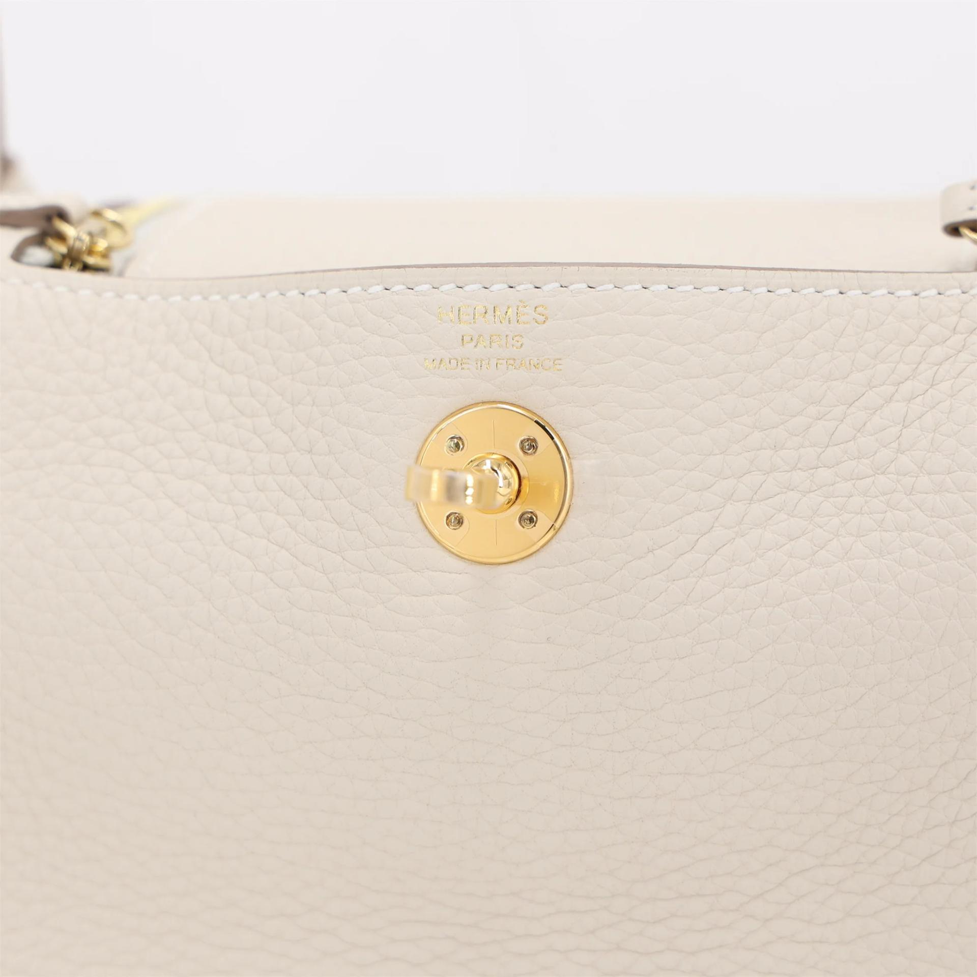 Brand New ( Rank N ) HERMÈS Mini Lindy II Craie (10) Clemence Gold hardware K (2025) - 9