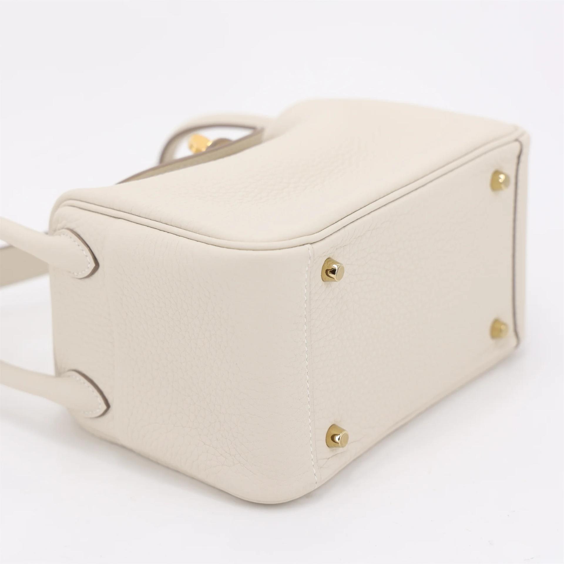 Brand New ( Rank N ) HERMÈS Mini Lindy II Craie (10) Clemence Gold hardware K (2025) - 4