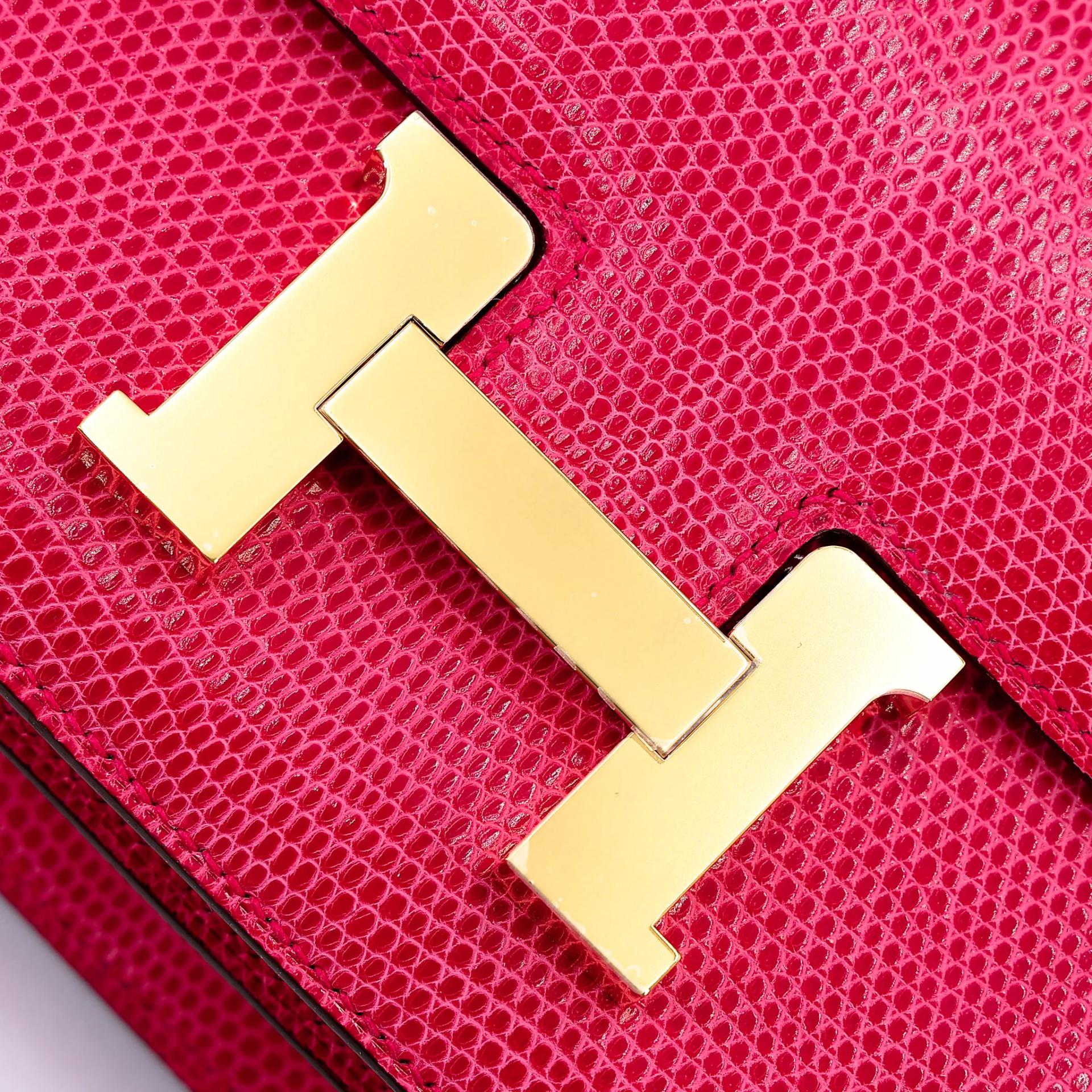 未使用保存品 HERMÈS 愛馬仕 Constance 康康 Mini 19 I6 極致粉 Rose Extreme 蜥蜴皮 亮面 金扣 Y刻 2020年 - 12