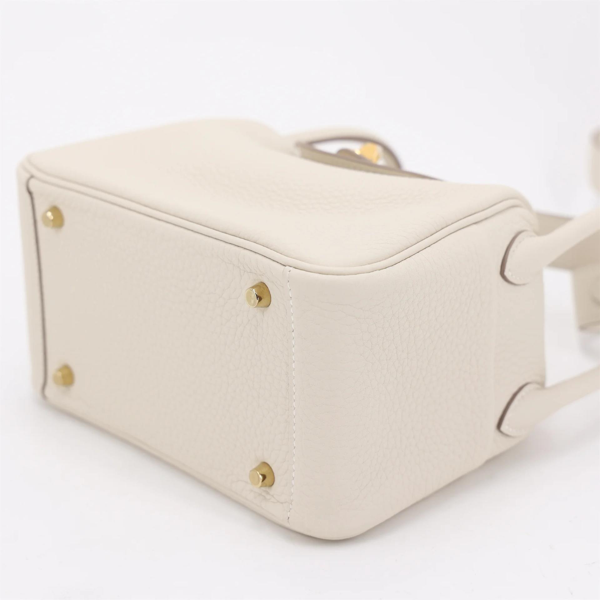 Brand New ( Rank N ) HERMÈS Mini Lindy II Craie (10) Clemence Gold hardware K (2025) - 5