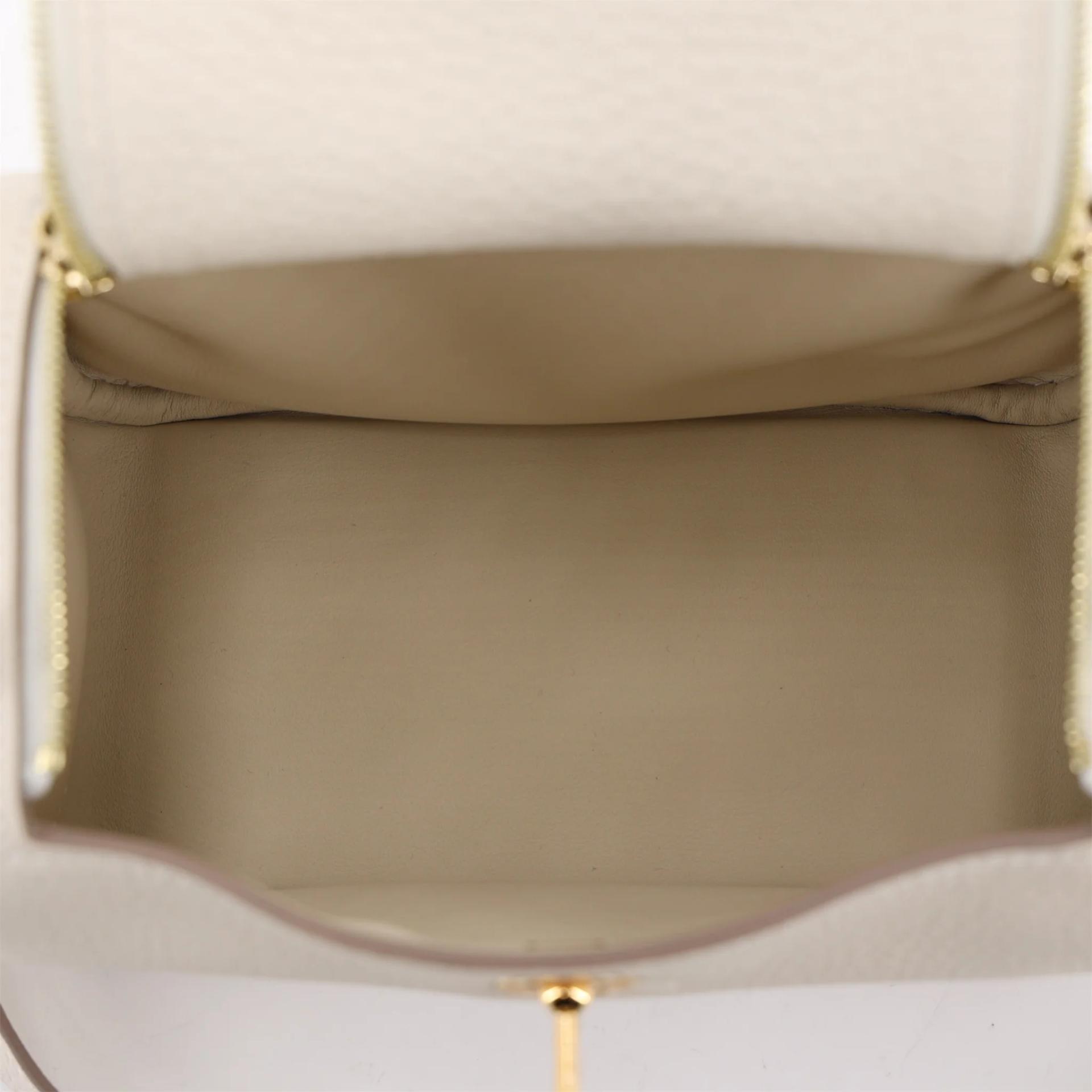 Brand New ( Rank N ) HERMÈS Mini Lindy II Craie (10) Clemence Gold hardware K (2025) - 10