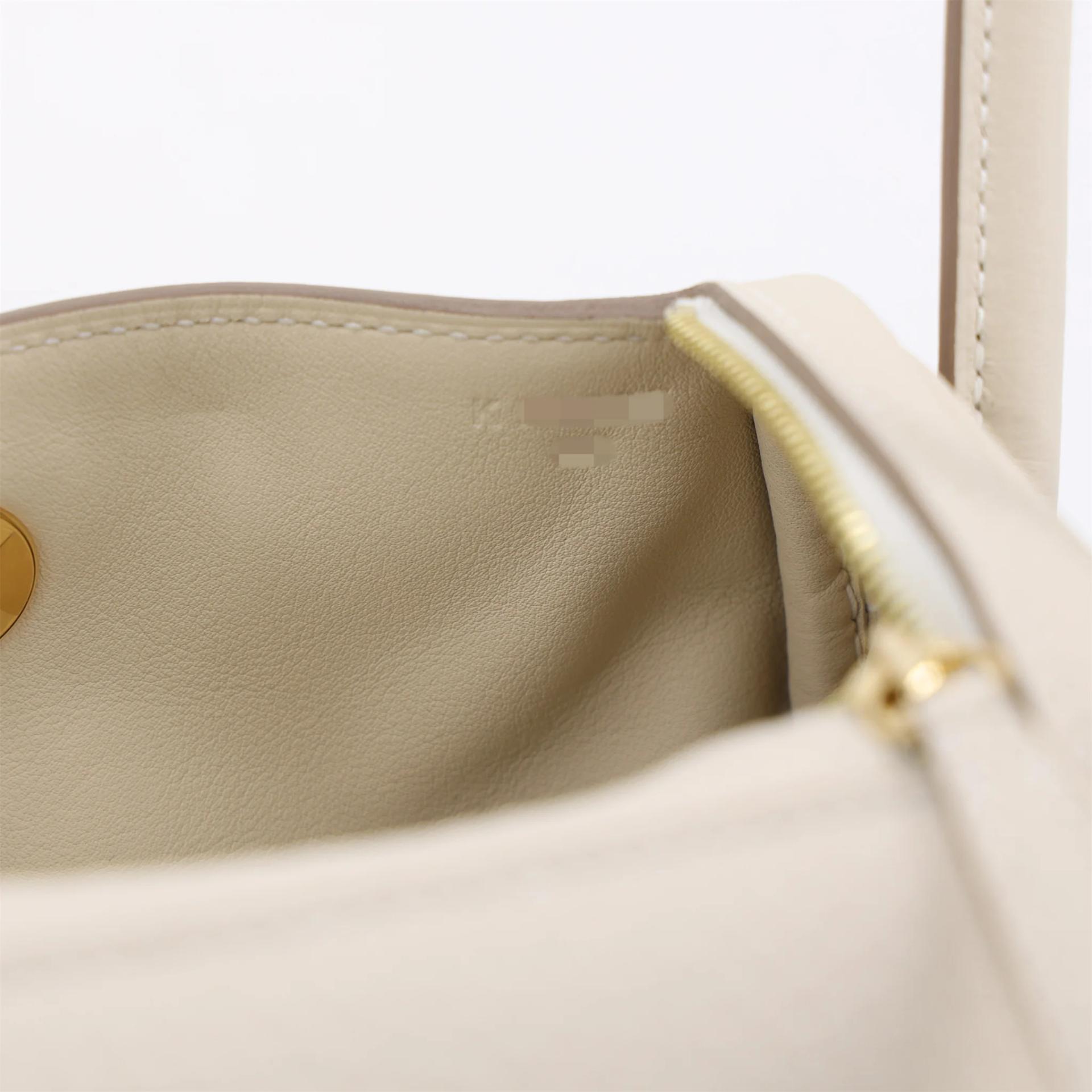 Brand New ( Rank N ) HERMÈS Mini Lindy II Craie (10) Clemence Gold hardware K (2025) - 11