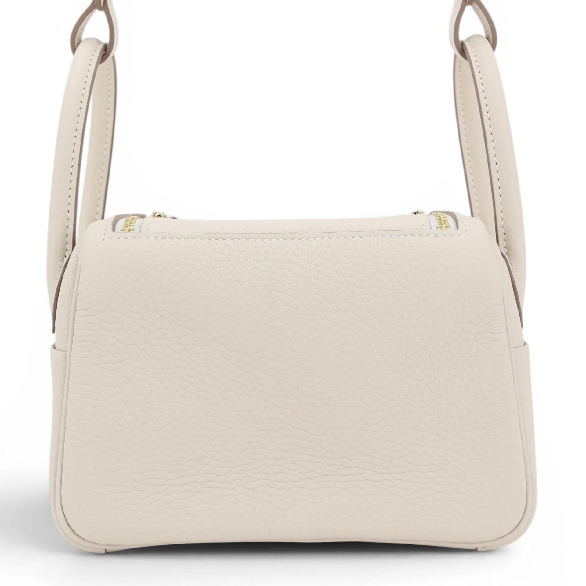 Brand New ( Rank N ) HERMÈS Mini Lindy II Craie (10) Clemence Gold hardware K (2025) - 2