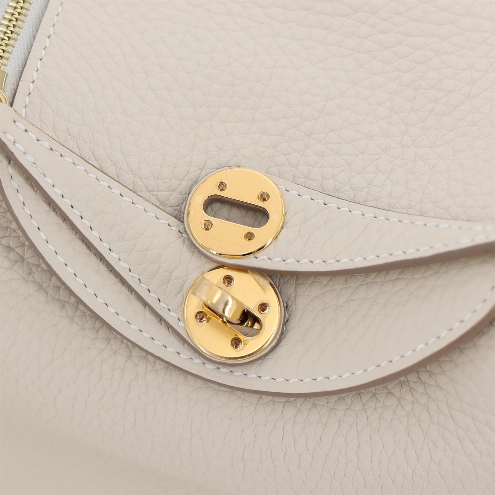 Brand New ( Rank N ) HERMÈS Mini Lindy II Craie (10) Clemence Gold hardware K (2025) - 8
