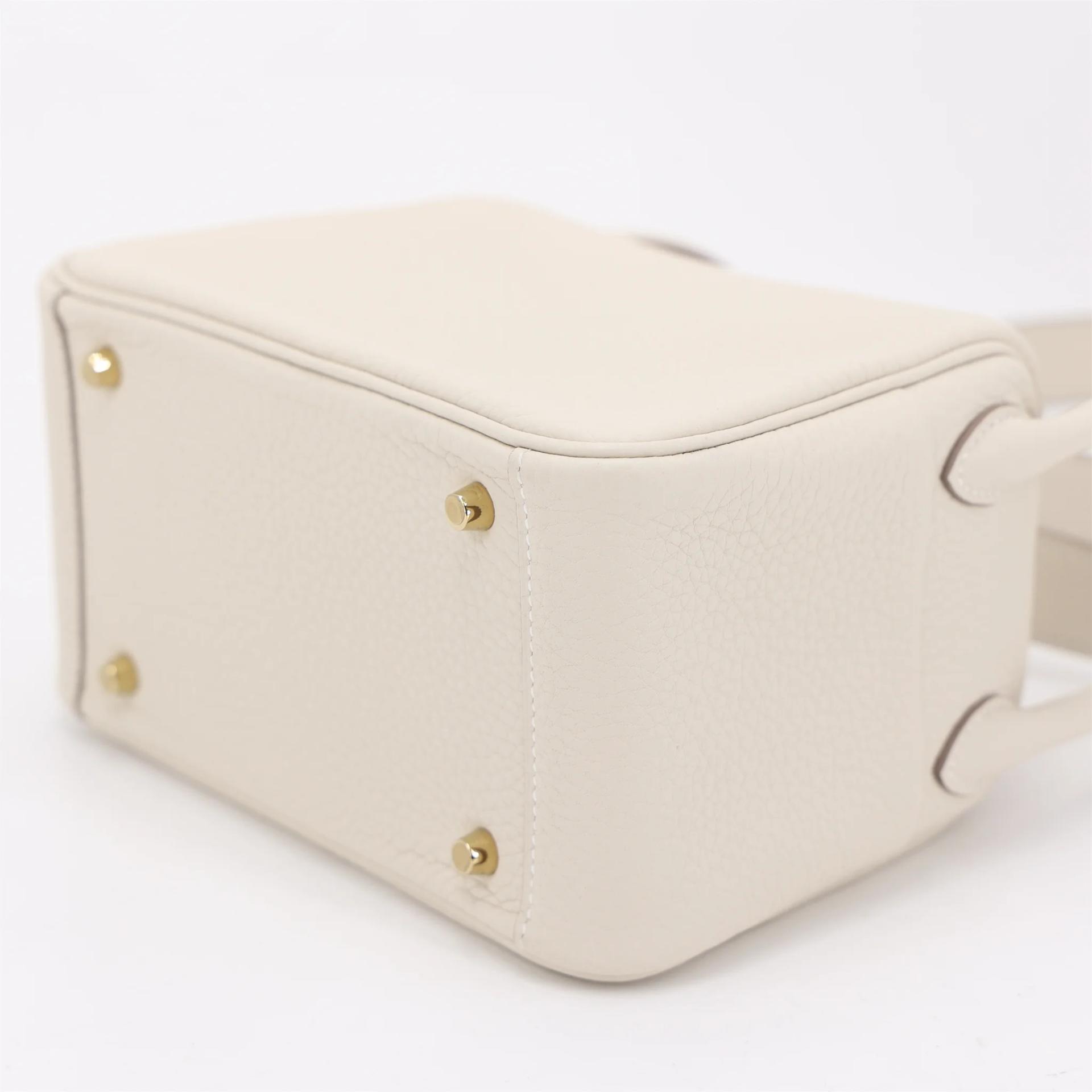 Brand New ( Rank N ) HERMÈS Mini Lindy II Craie (10) Clemence Gold hardware K (2025) - 7