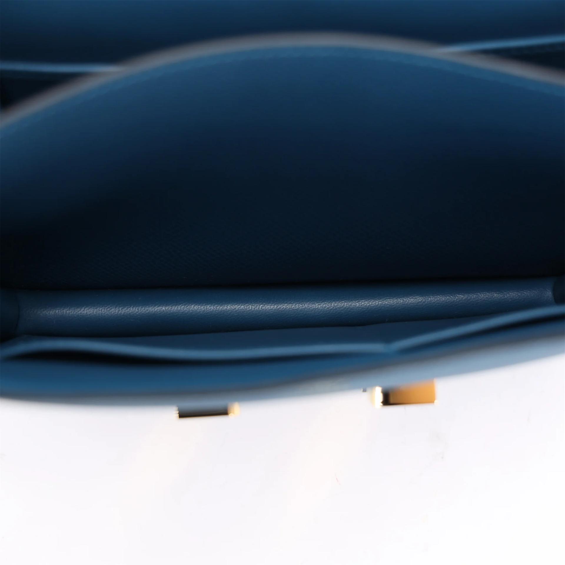 Brand New ( Rank N ) HERMÈS Constance Mini Bleu Thalassa (7A) Epsom Gold hardware K (2025) - 13