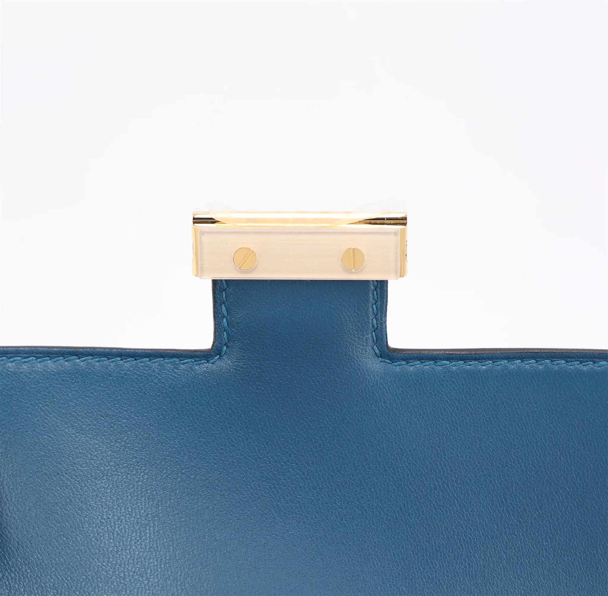 Brand New ( Rank N ) HERMÈS Constance Mini Bleu Thalassa (7A) Epsom Gold hardware K (2025) - 10