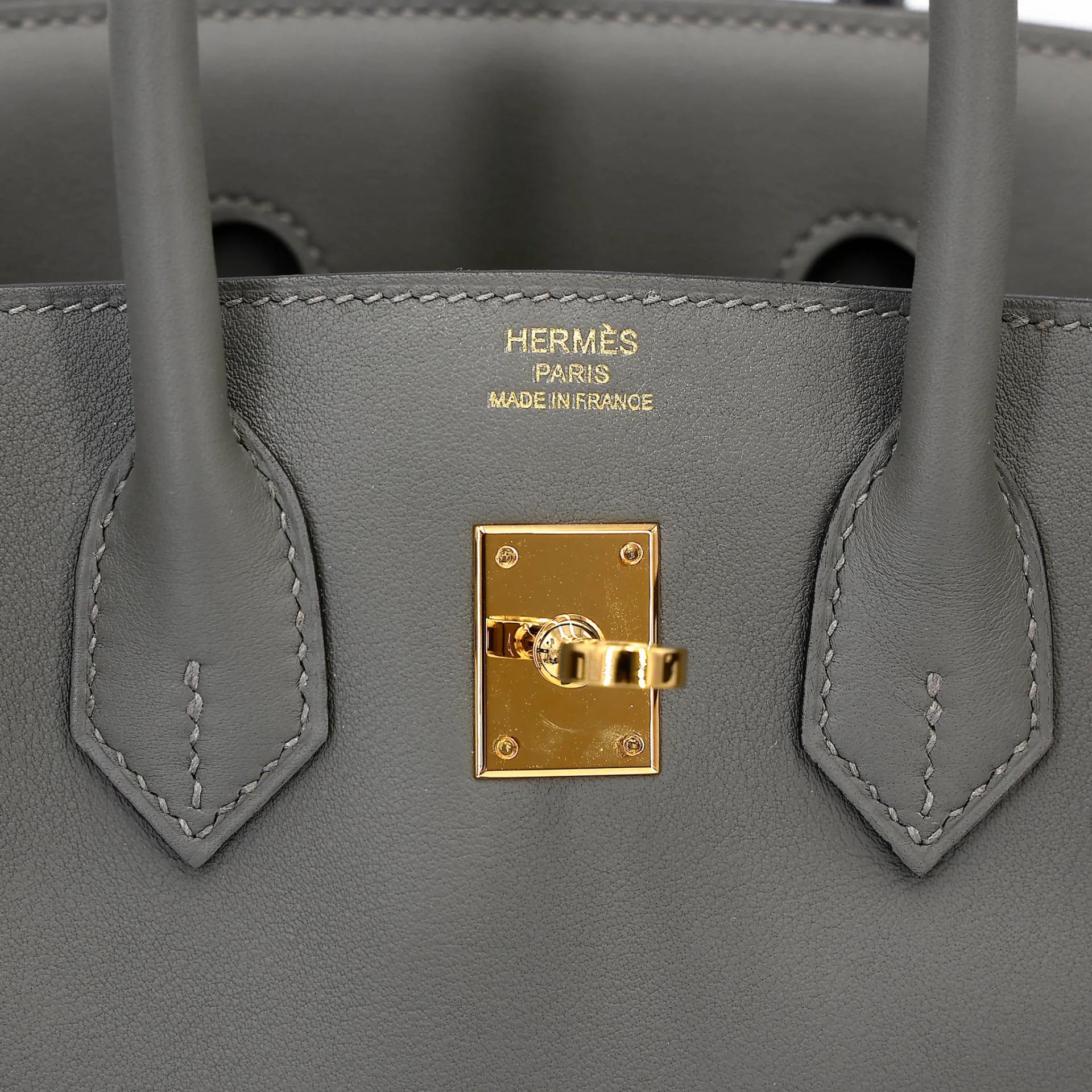 Unused ( Rank NS ) HERMÈS Birkin 25 Gris Meyer (0L) Swift Gold hardware W (2024) - 15