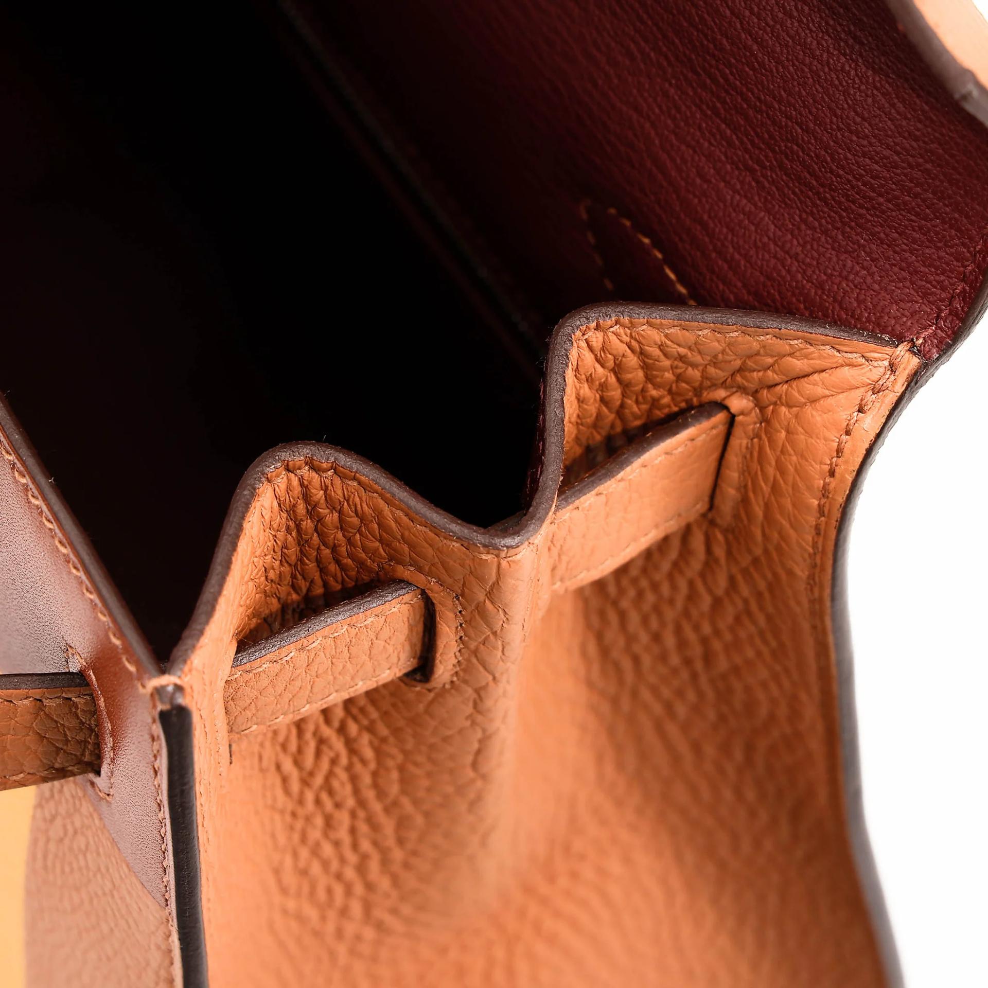 Excellent ( Rank SA ) HERMÈS Limited Edition Kelly 28 Graphie Sellier Letter S Gold (37) Jaune Ambre (9D) Caramel (28) Clemence Epsom Sombrero Palladium hardware C (2018) - 16