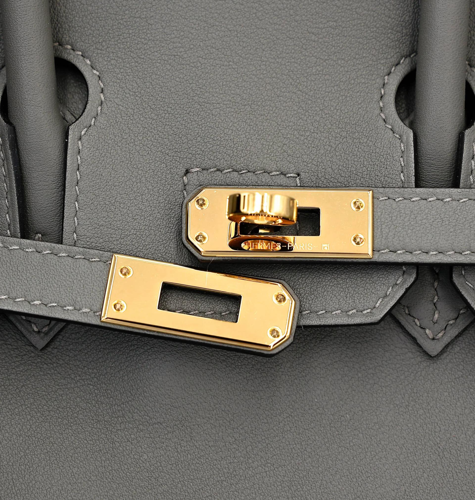 Unused ( Rank NS ) HERMÈS Birkin 25 Gris Meyer (0L) Swift Gold hardware W (2024) - 11