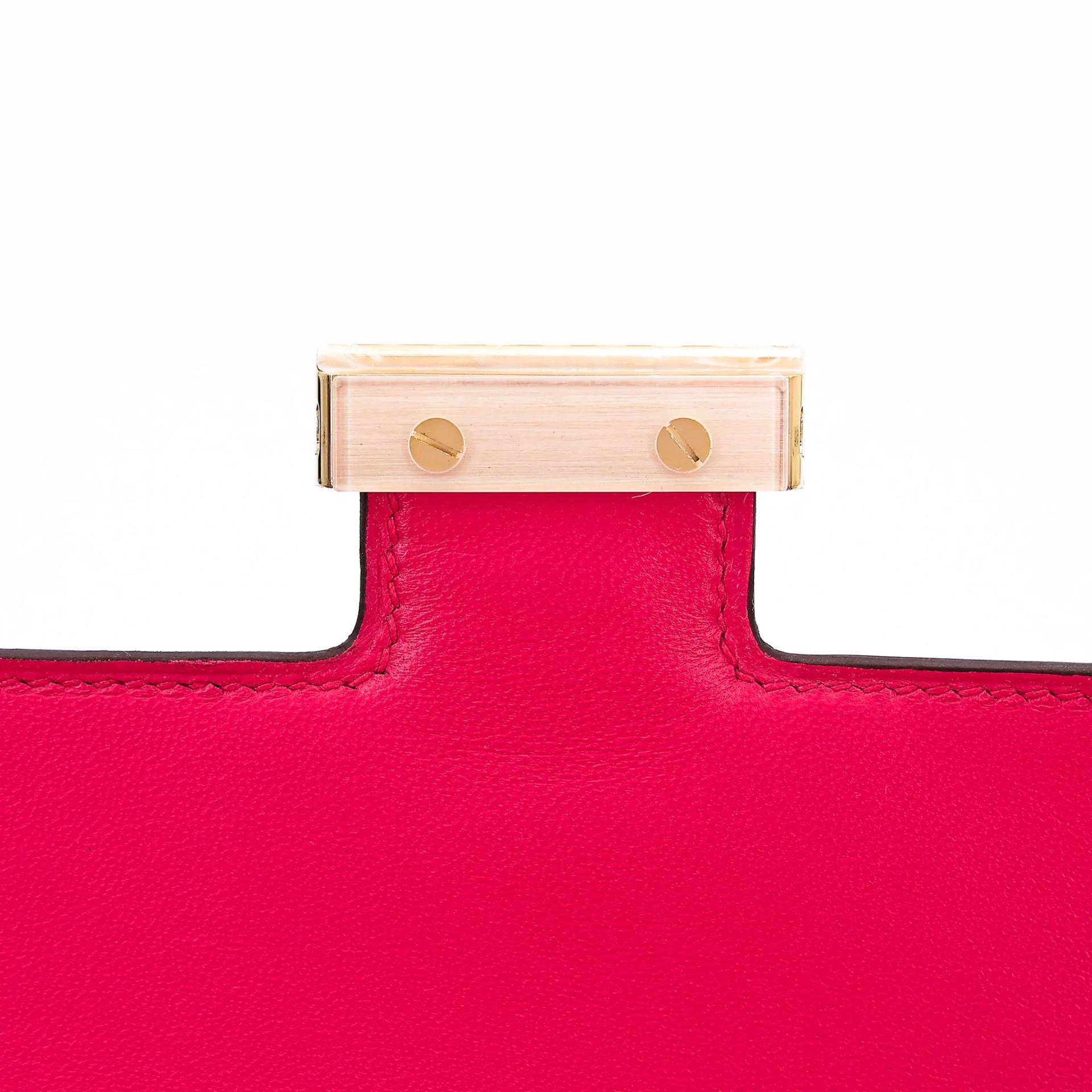 未使用保存品 HERMÈS 愛馬仕 Constance 康康 Mini 19 I6 極致粉 Rose Extreme 蜥蜴皮 亮面 金扣 Y刻 2020年 - 9