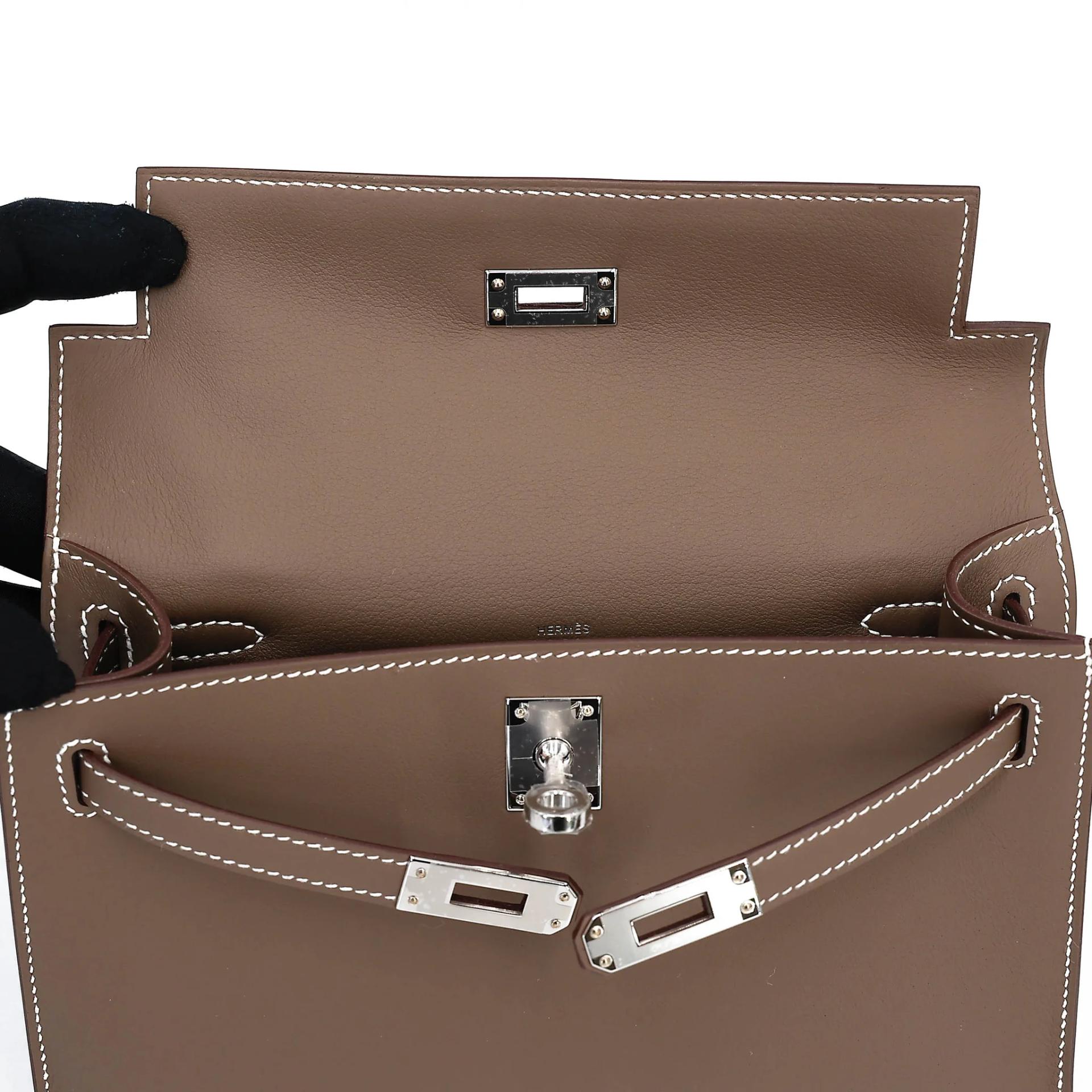 ランク N 新品 HERMÈS エルメス ポシェットケリー エトゥープ (18) スイフト シルバー金具 G刻印 (2026) - 12