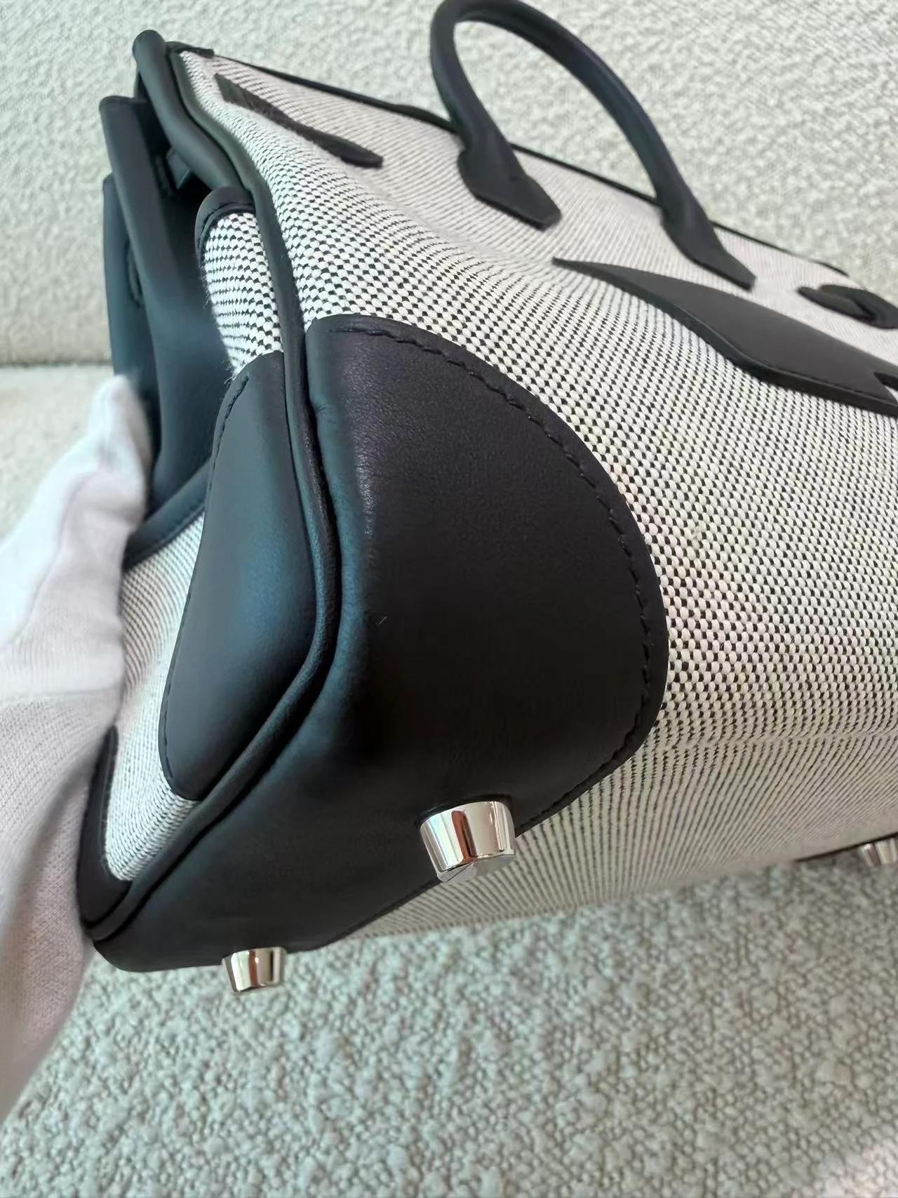 Brand New ( Rank N ) HERMÈS Limited Edition Birkin Cargo 25 Noir (89) Swift Toile H canvas Palladium hardware K (2025) - 8