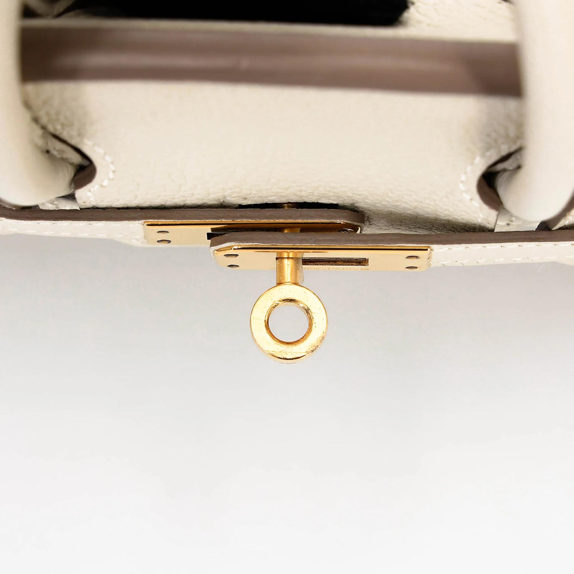Very Good ( Rank A) HERMÈS Birkin 25 Craie (10) Togo Gold hardware T (2015) - 10