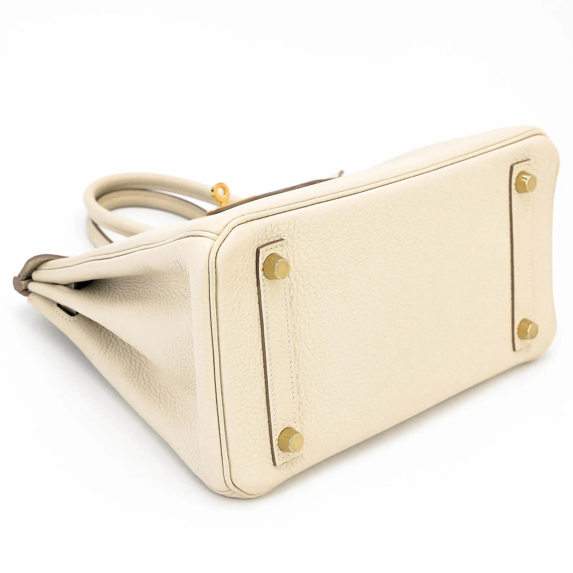 Very Good ( Rank A) HERMÈS Birkin 25 Craie (10) Togo Gold hardware T (2015) - 5