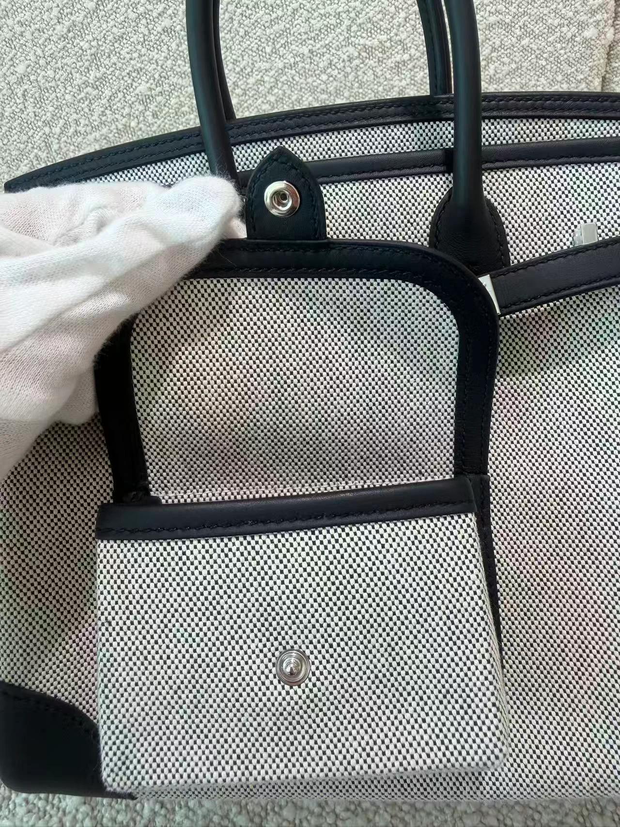 Brand New ( Rank N ) HERMÈS Limited Edition Birkin Cargo 25 Noir (89) Swift Toile H canvas Palladium hardware K (2025) - 10