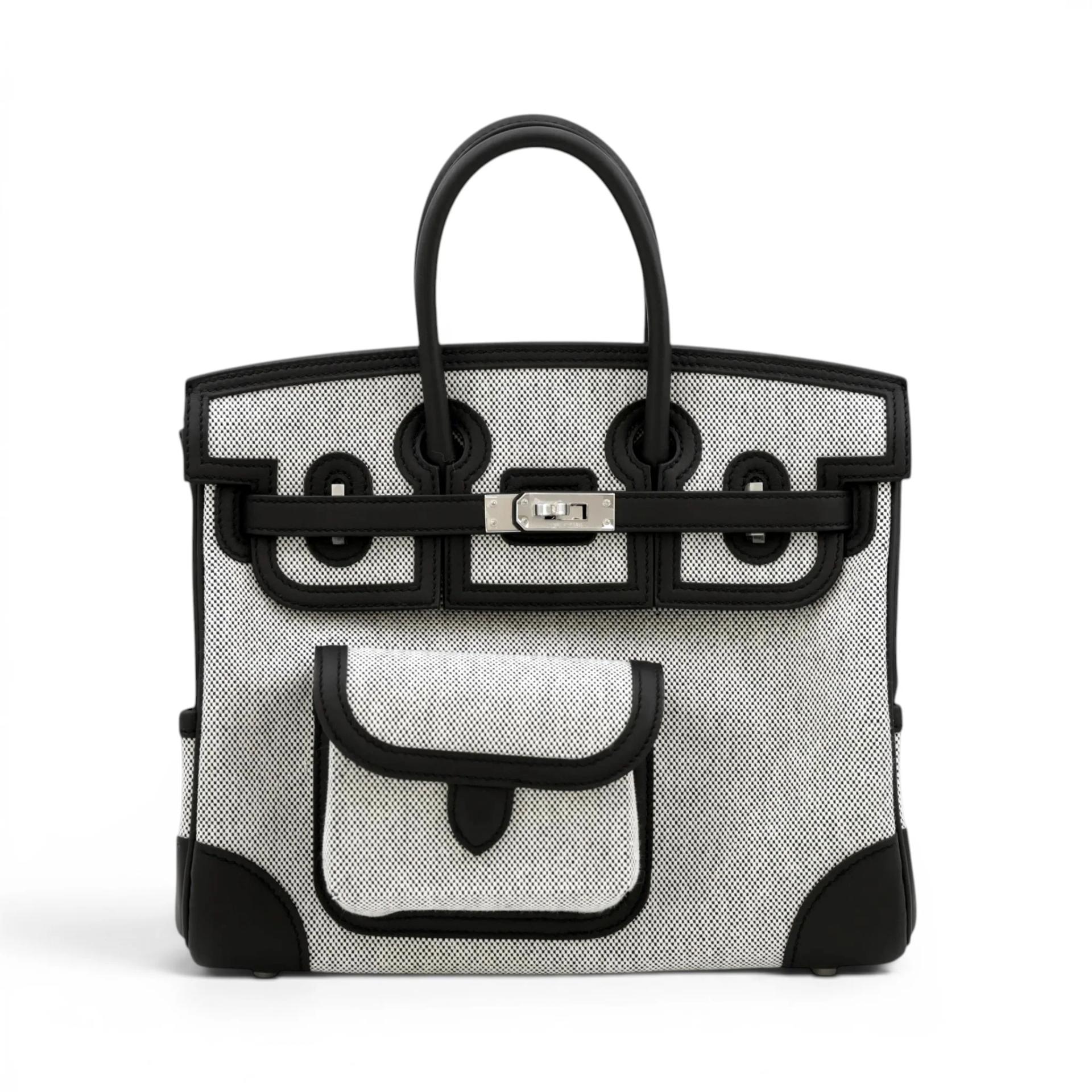 Brand New ( Rank N ) HERMÈS Limited Edition Birkin Cargo 25 Noir (89) Swift Toile H canvas Palladium hardware K (2025) - 1