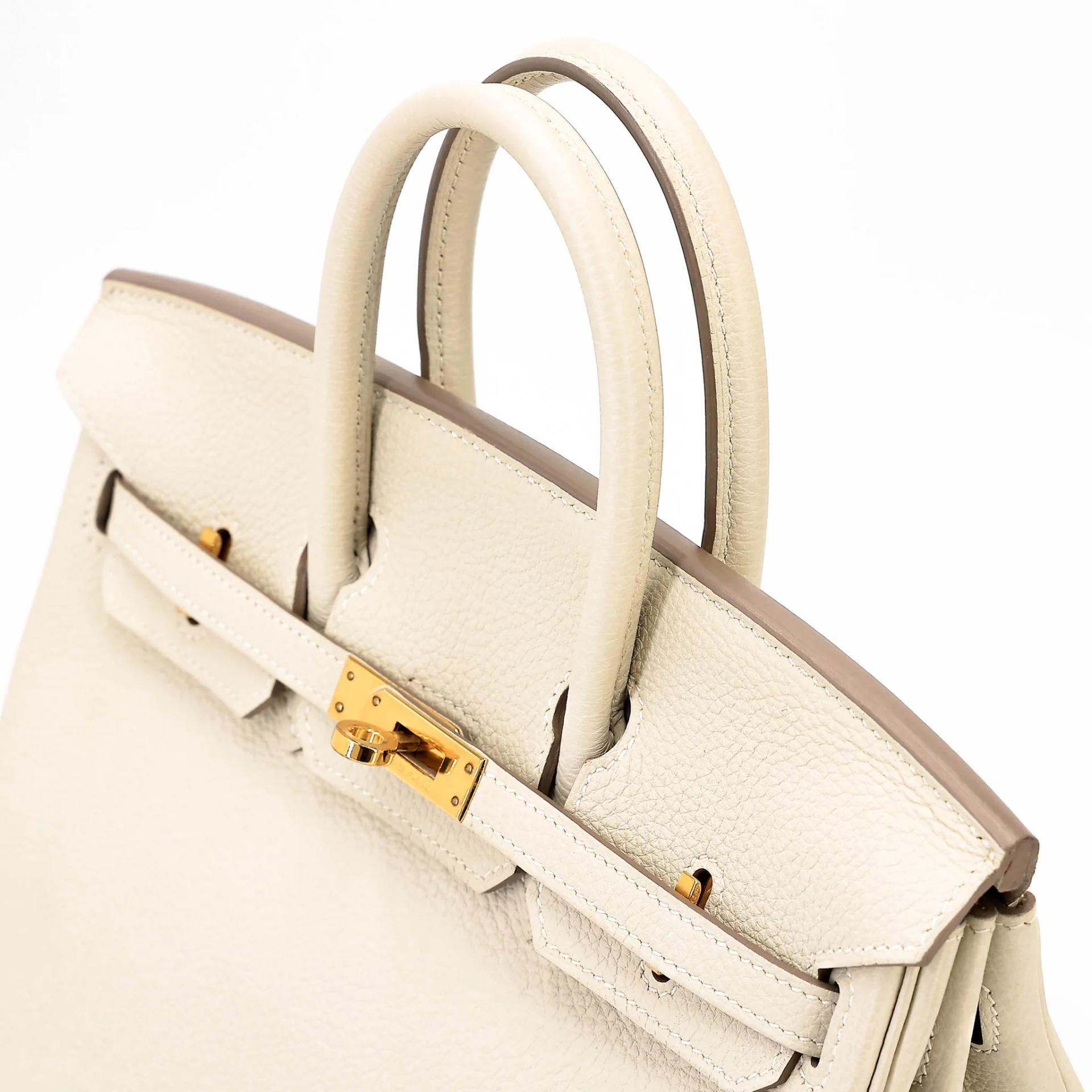 Very Good ( Rank A) HERMÈS Birkin 25 Craie (10) Togo Gold hardware T (2015) - 3