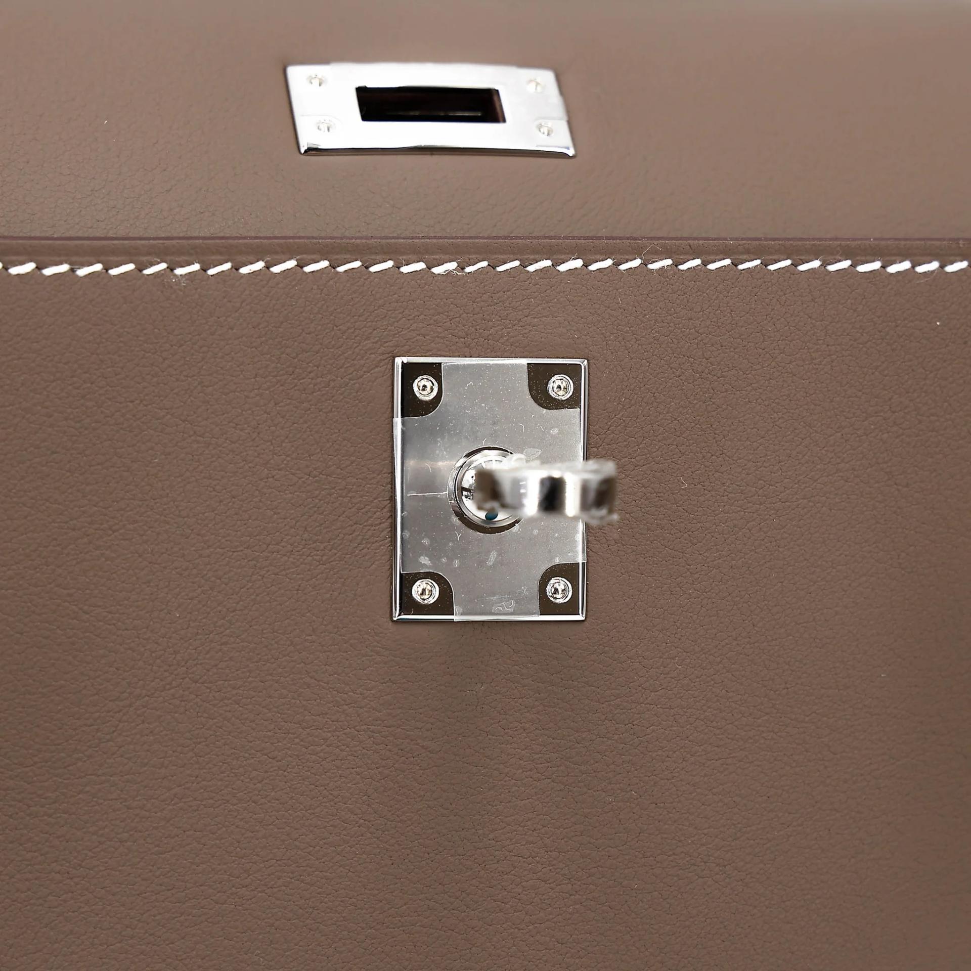 ランク N 新品 HERMÈS エルメス ポシェットケリー エトゥープ (18) スイフト シルバー金具 G刻印 (2026) - 13