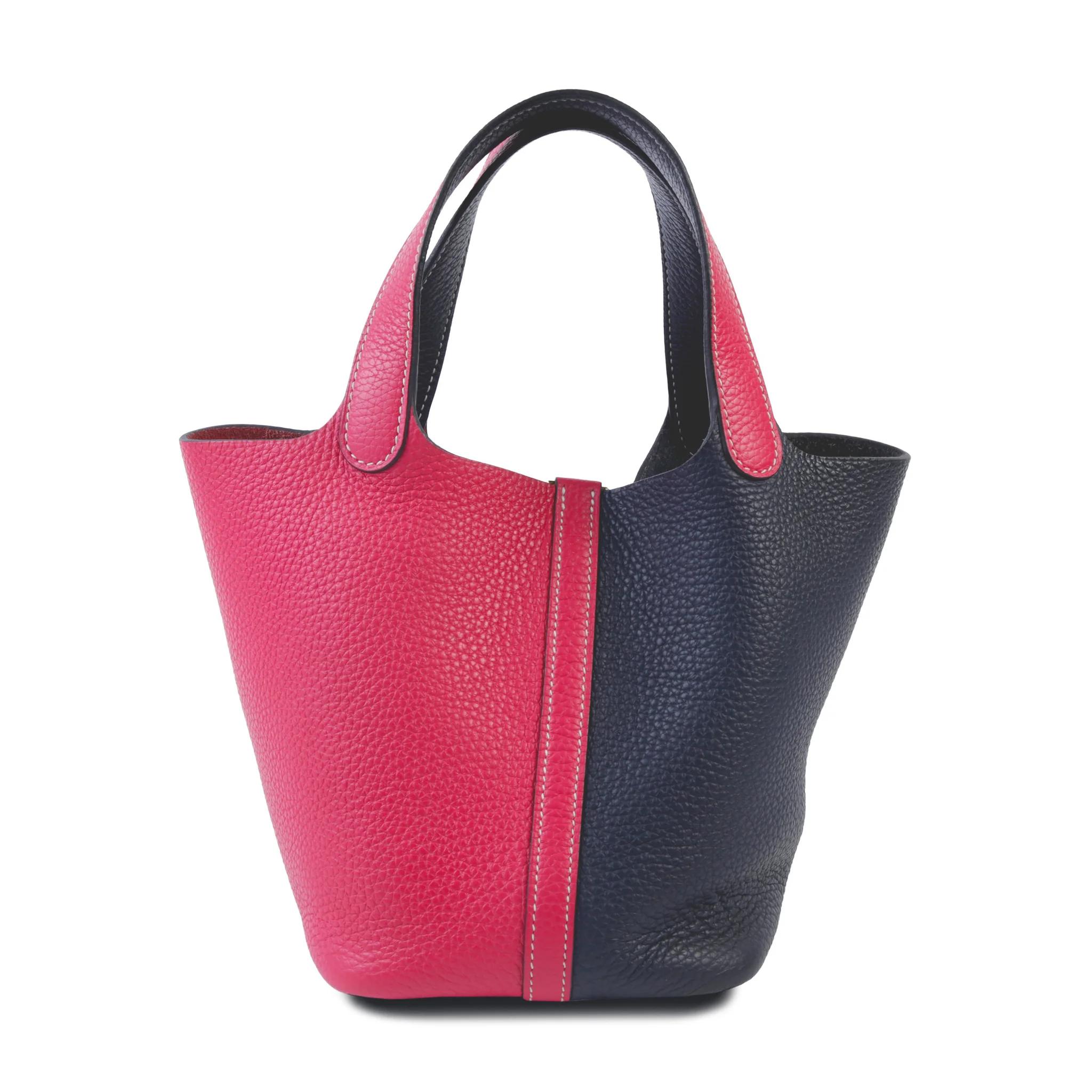 Picotin Lock PM Casaque Bleu Nuit (2Z) Rose Extreme (I6)