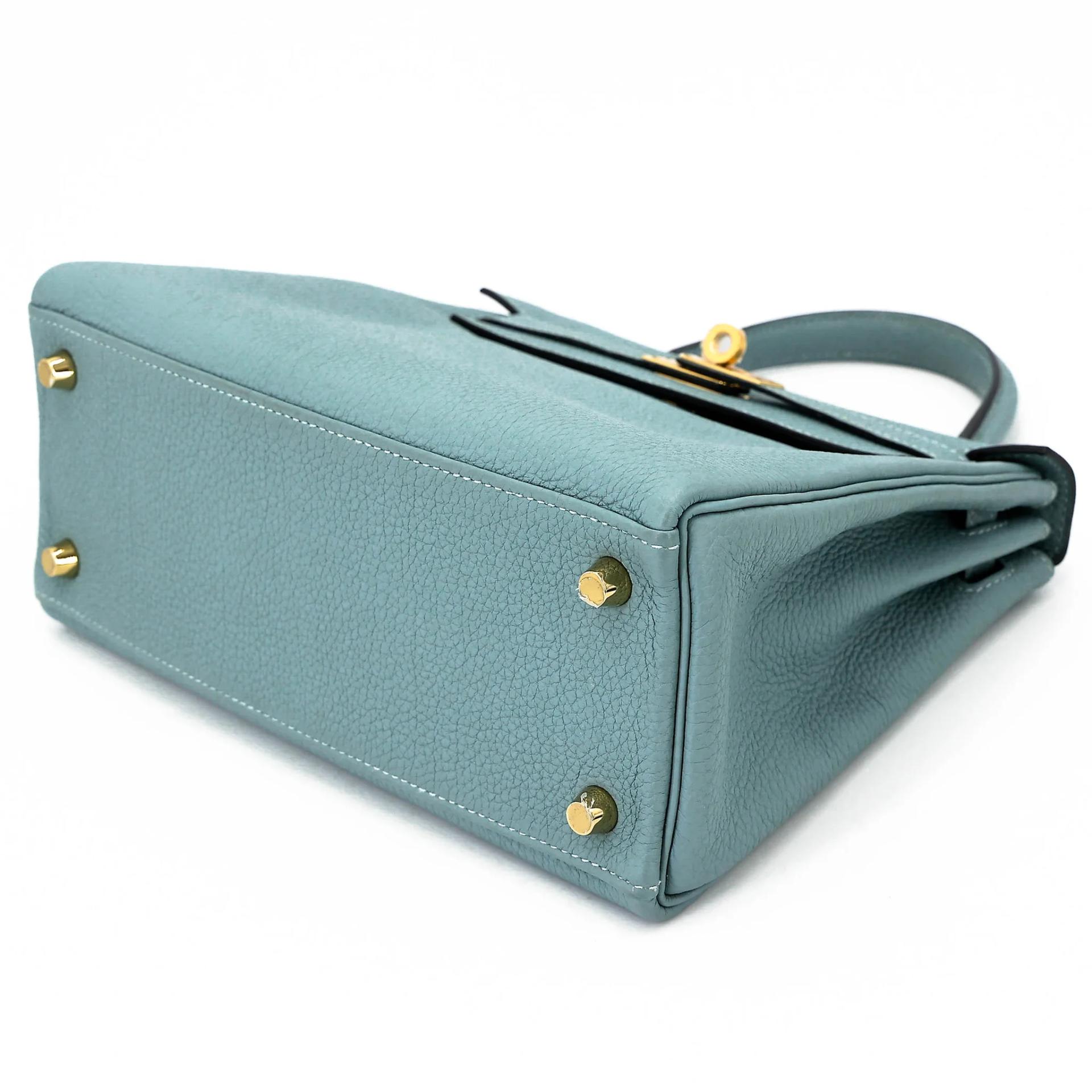 Excellent ( Rank SA ) HERMÈS Kelly 25 Ciel (7G) Togo Gold hardware Y (2020) - 4