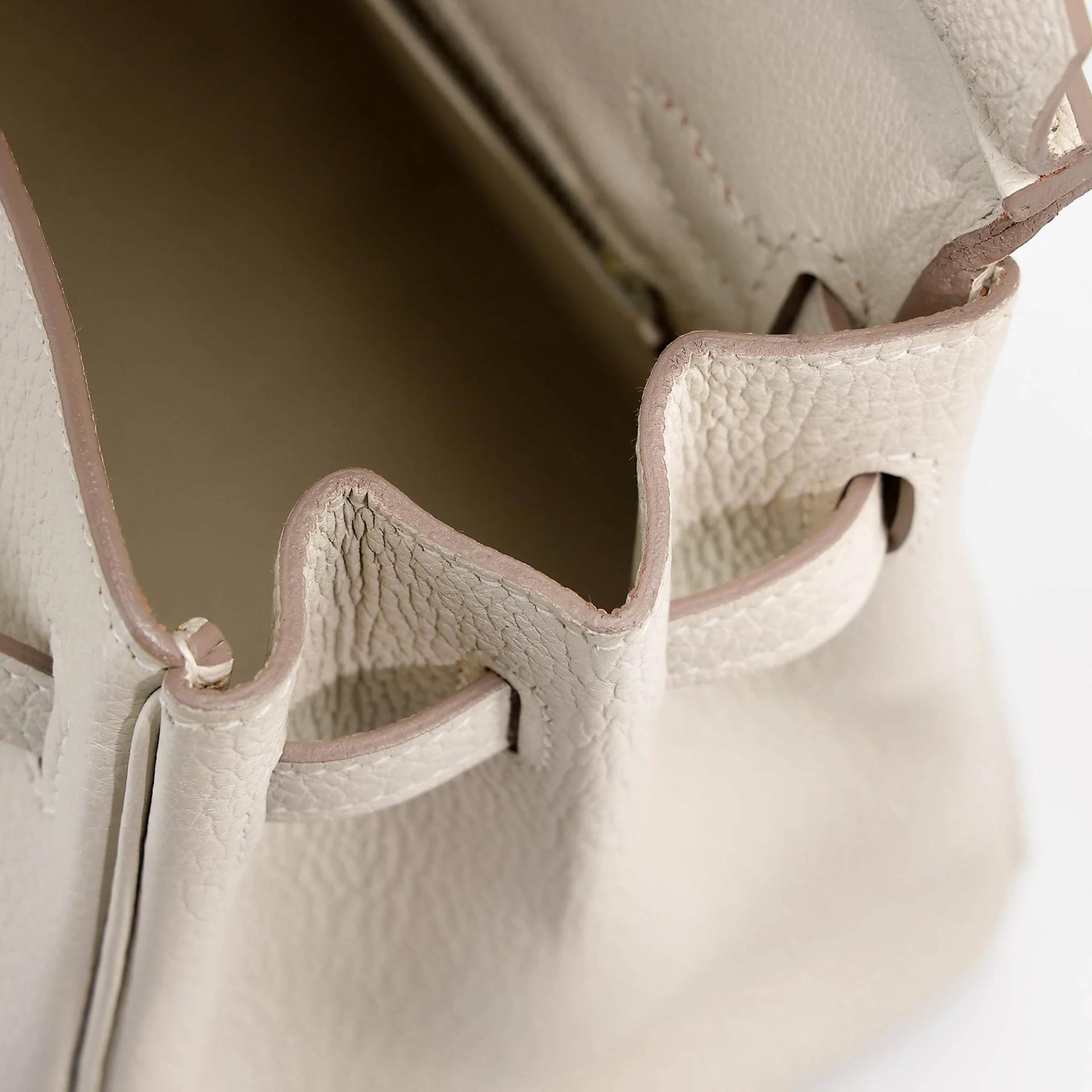 Very Good ( Rank A) HERMÈS Birkin 25 Craie (10) Togo Gold hardware T (2015) - 14