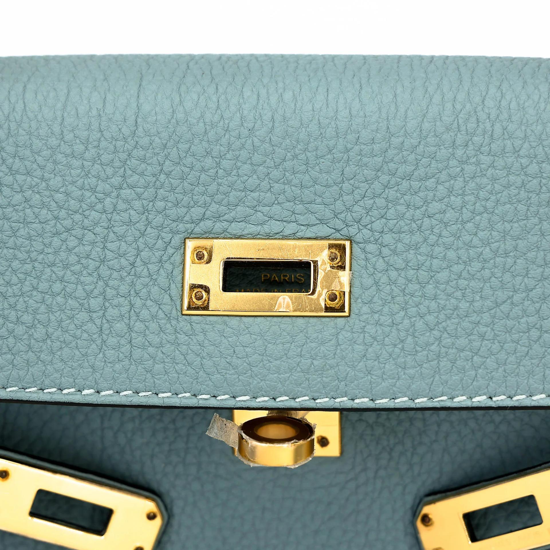 Excellent ( Rank SA ) HERMÈS Kelly 25 Ciel (7G) Togo Gold hardware Y (2020) - 10