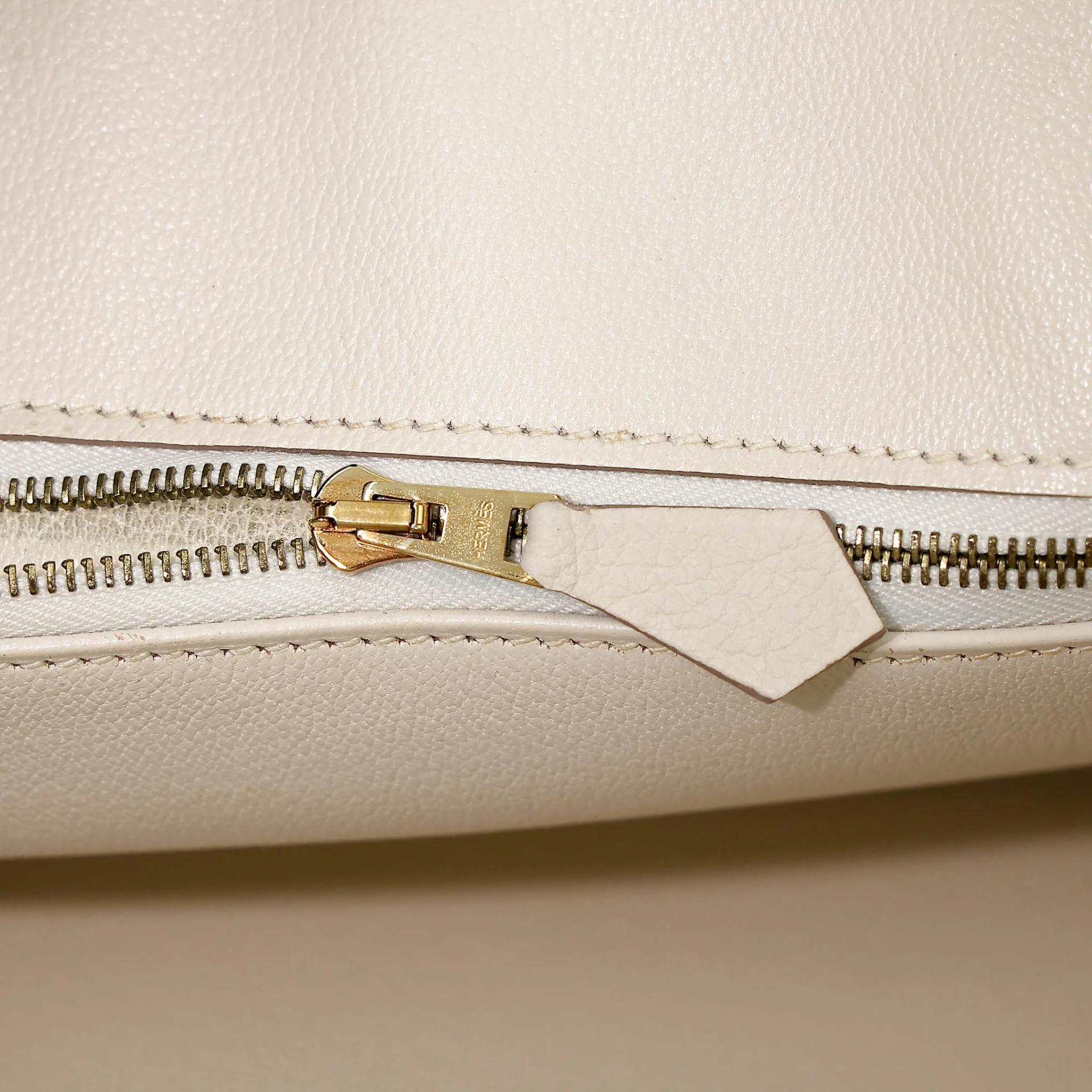 Very Good ( Rank A) HERMÈS Birkin 25 Craie (10) Togo Gold hardware T (2015) - 12