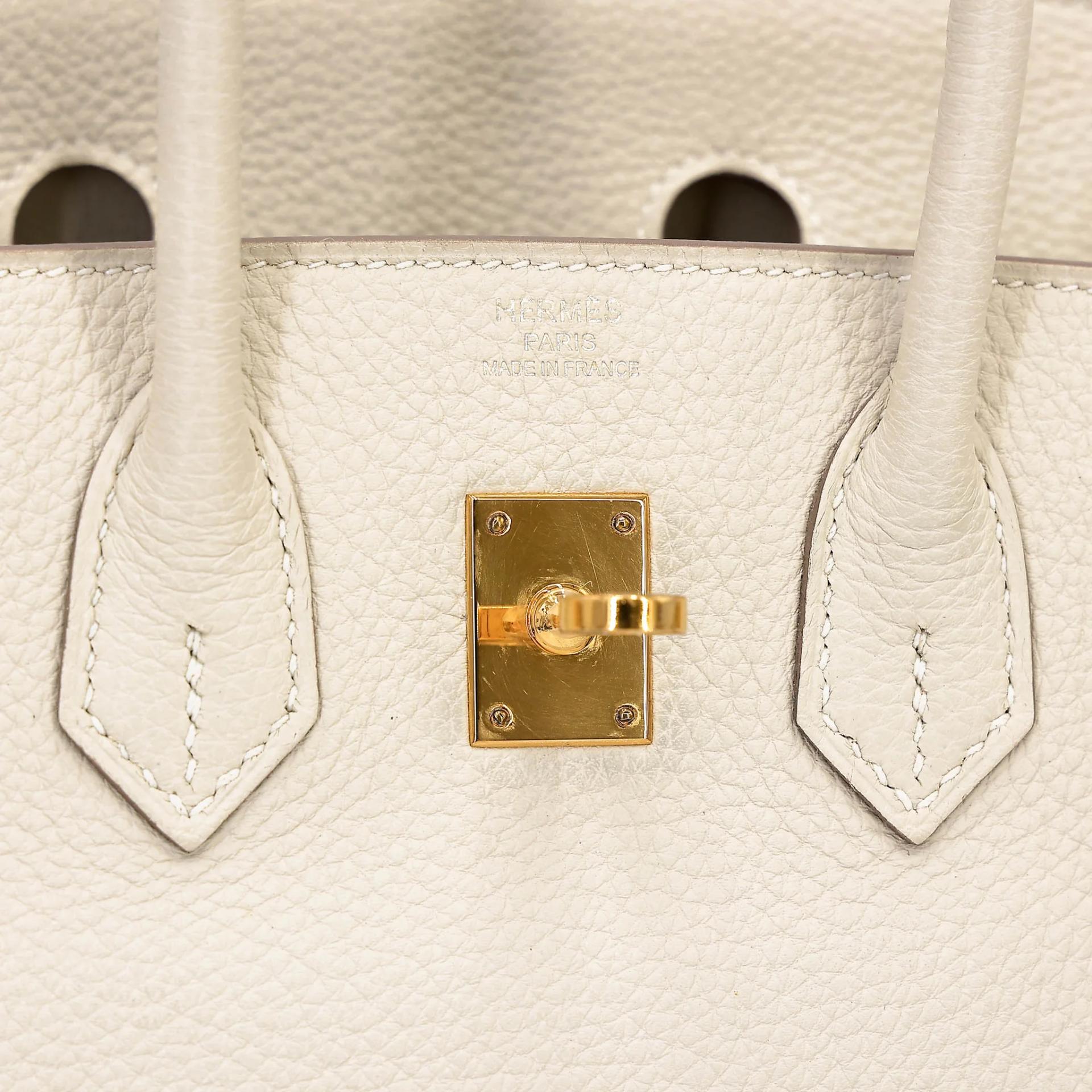 Very Good ( Rank A) HERMÈS Birkin 25 Craie (10) Togo Gold hardware T (2015) - 11