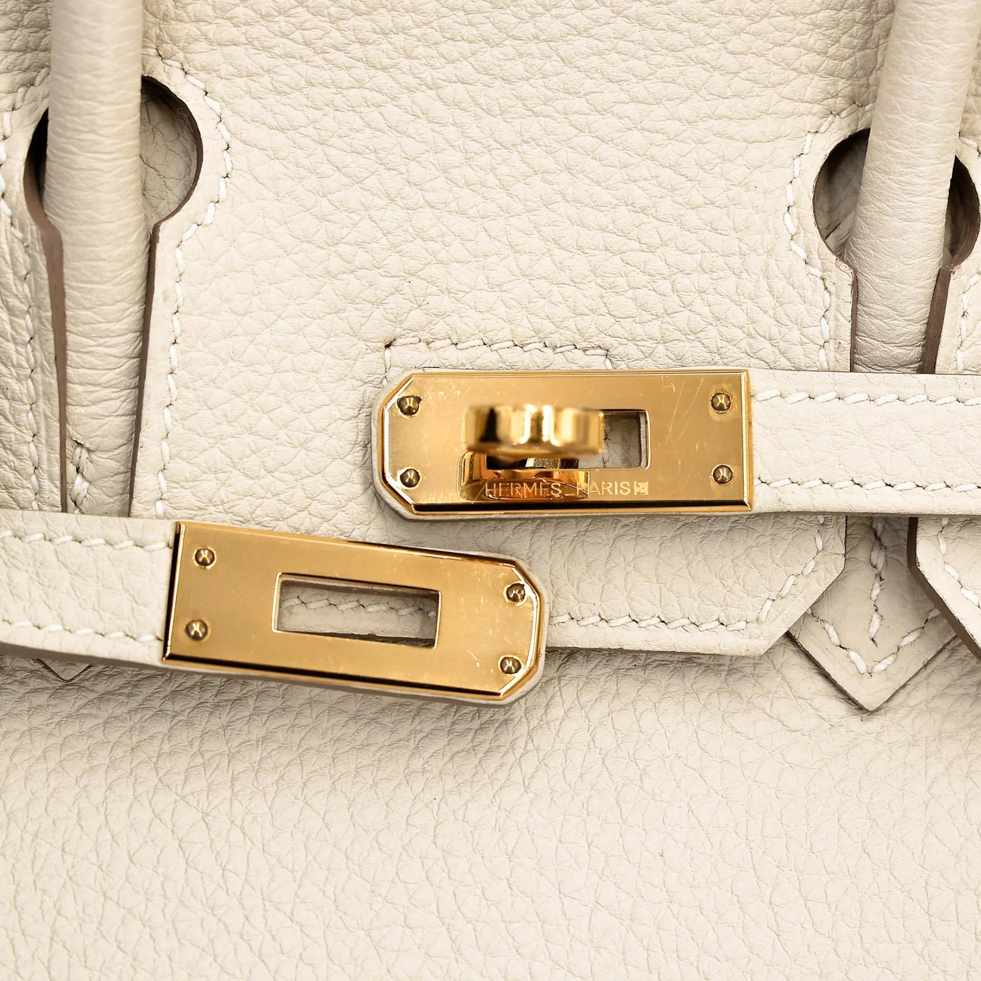 Very Good ( Rank A) HERMÈS Birkin 25 Craie (10) Togo Gold hardware T (2015) - 8