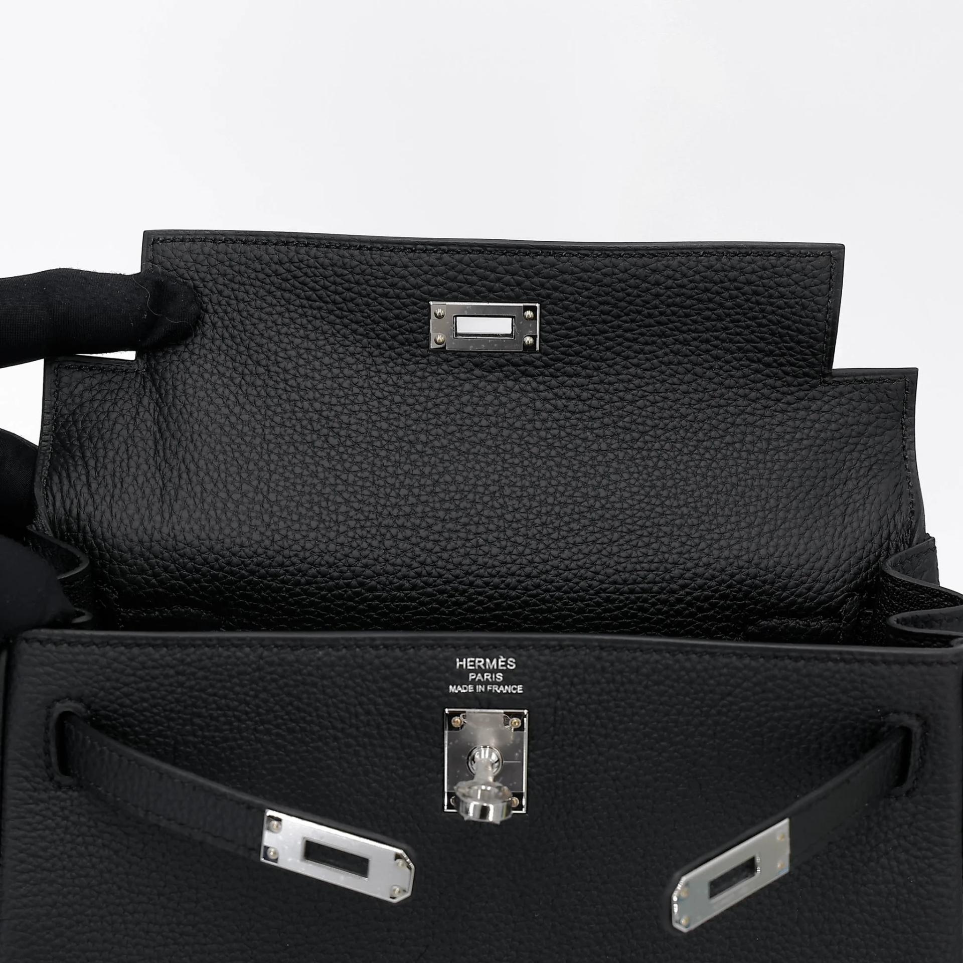 Brand New ( Rank N ) HERMÈS Kelly 25 Noir (89) Togo Palladium hardware G (2026) - 12