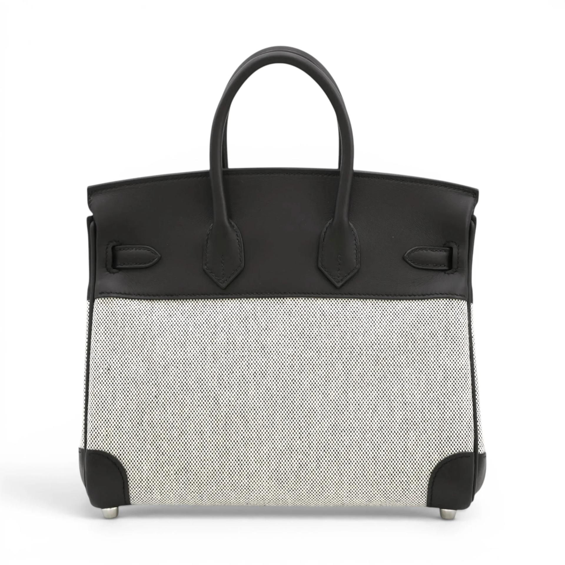 Brand New ( Rank N ) HERMÈS Birkin 25 Noir (89) Ecru Toile H canvas Swift Palladium hardware G (2026) - 2